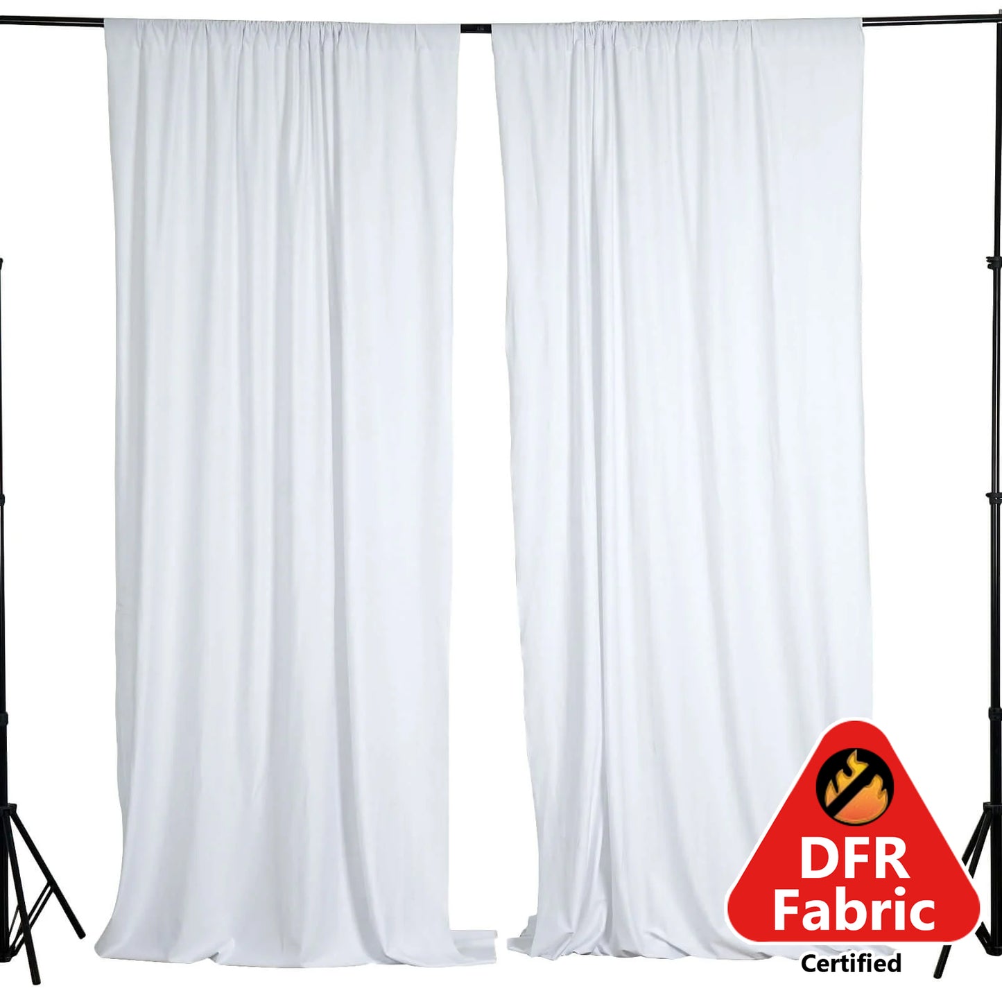 2 Pack White Scuba Polyester Event Curtain Drapes, Durable Flame Resistant Backdrop Event Panels Wrinkle Free with Rod Pockets - 10ftx10ft