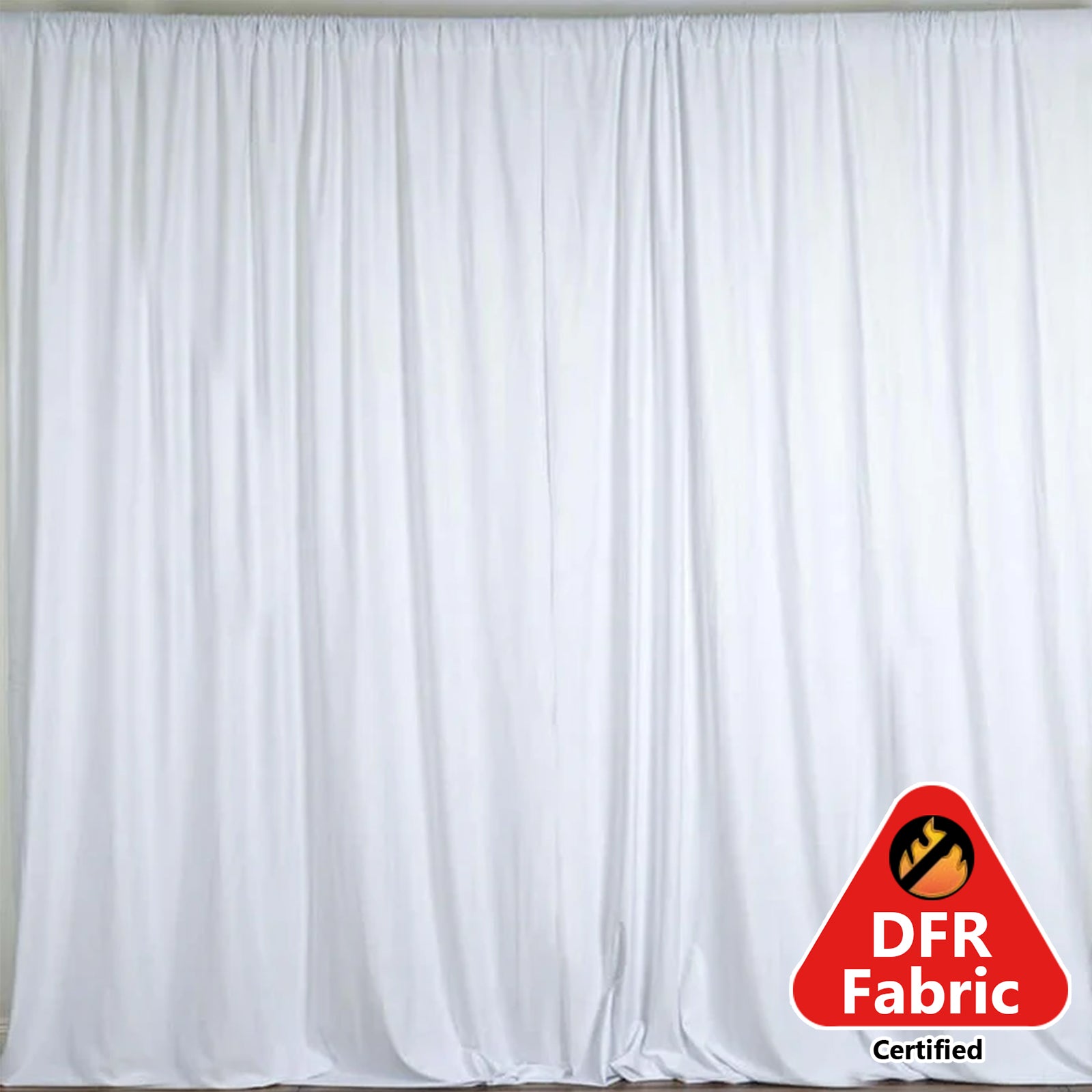 2 Pack | White Fire Retardant Polyester Curtain Panel Backdrops With Rod Pockets - 10ftx10ft#whtbkgd