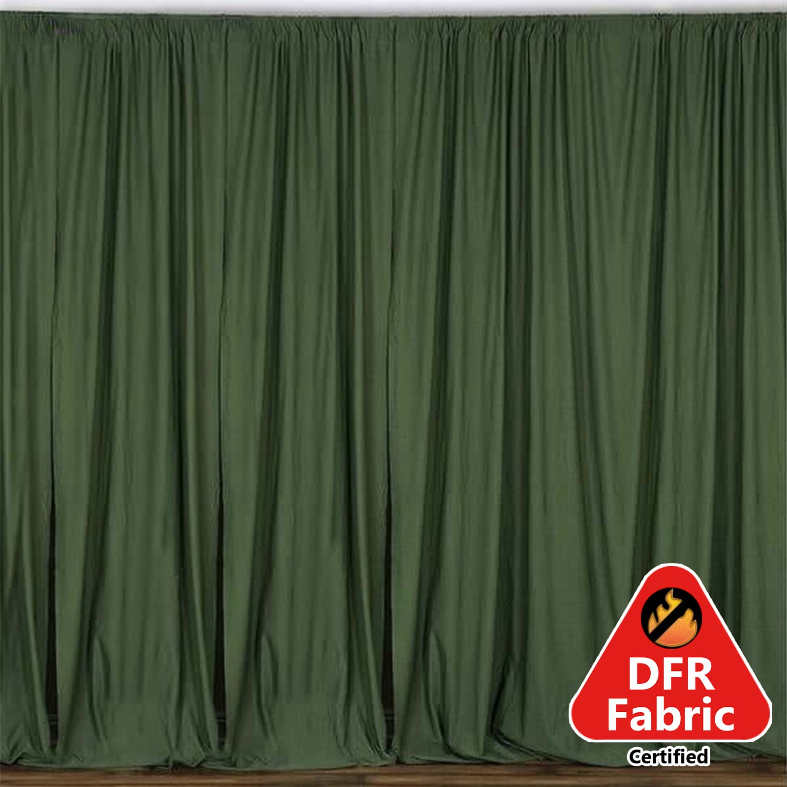 Olive Green Fire Retardant Polyester Curtain Panel Backdrops With Rod Pockets - 10ftx10ft#whtbkgd