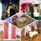 Coral sequin curtains with rod pocket, 52"x84” window treatment panels.