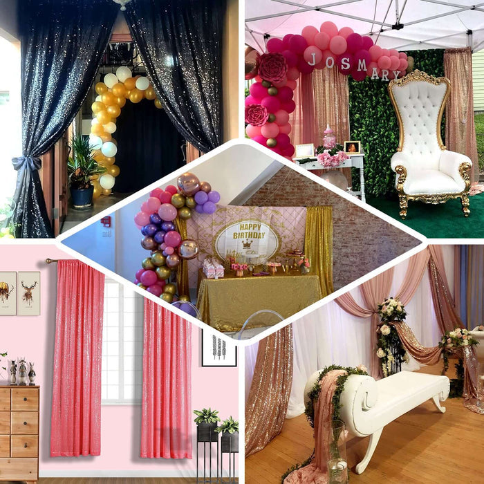 Coral sequin curtains with rod pocket, 52"x84” window treatment panels.