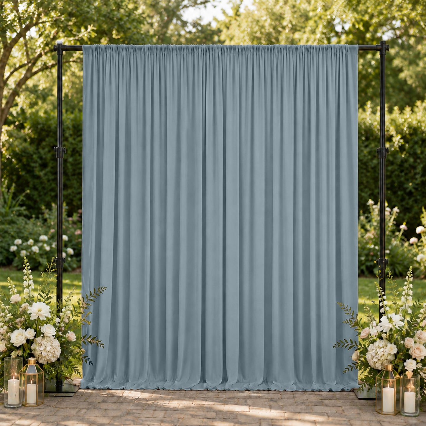 10ft x 10ft Spandex Backdrop Curtain Dusty Blue, 4-Way Stretch Wrinkle-Free Photo Booth Backdrop wit