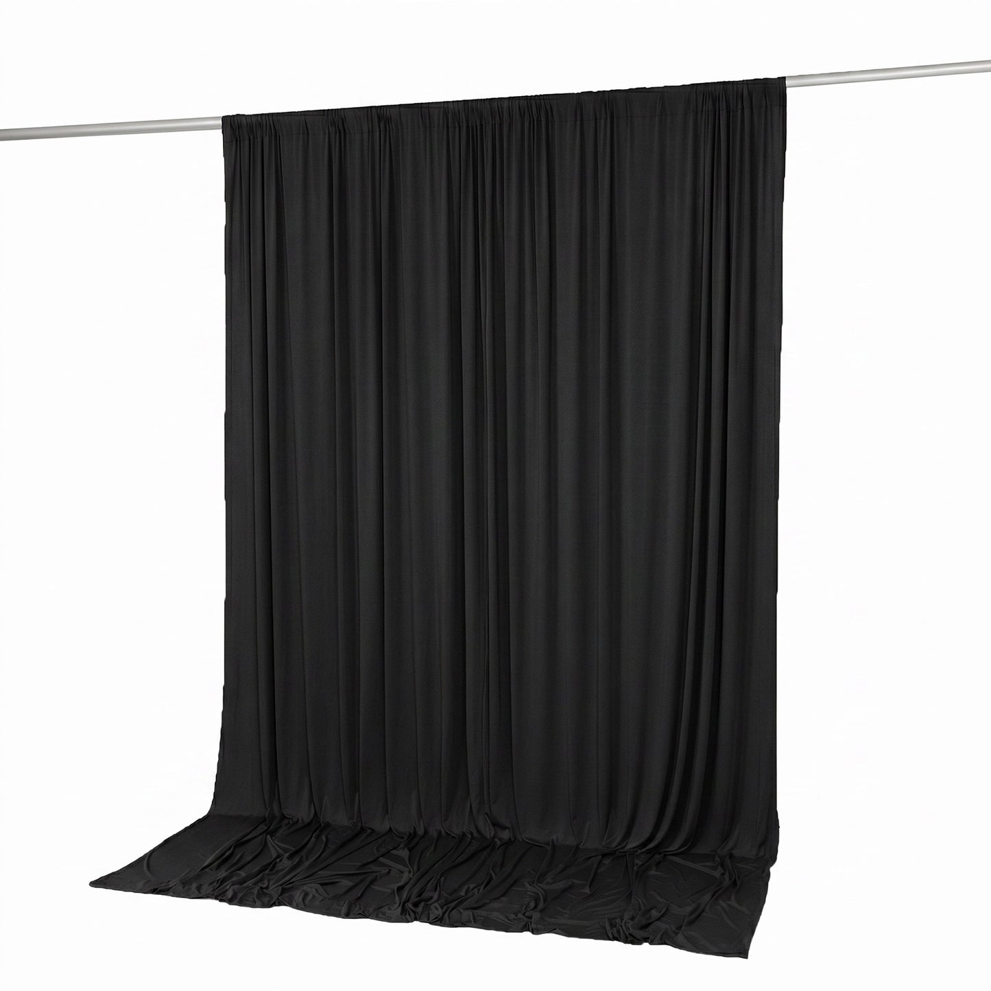 10ft x 10ft Spandex Backdrop Curtain Black, 4-Way Stretch Wrinkle-Free Photo Booth Backdrop with Rod