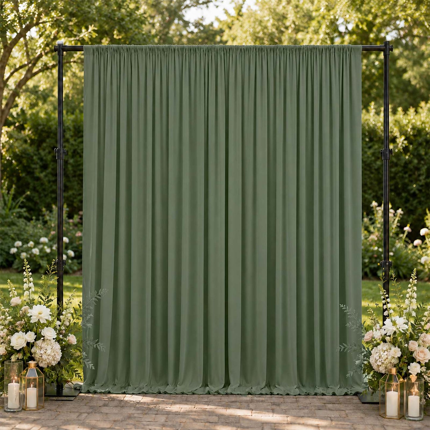 10ft x 10ft Spandex Backdrop Curtain Dusty Sage Green, 4-Way Stretch Wrinkle-Free Photo Booth Backdr