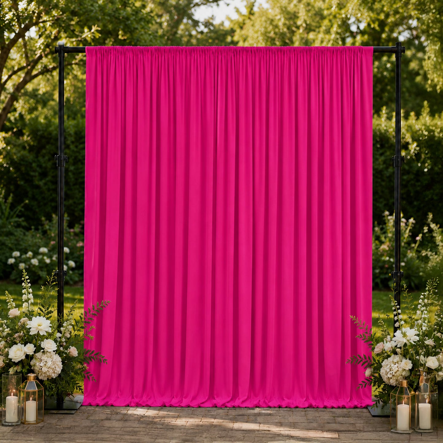 10ft x 10ft Spandex Backdrop Curtain Fuchsia, 4-Way Stretch Wrinkle-Free Photo Booth Backdrop with R