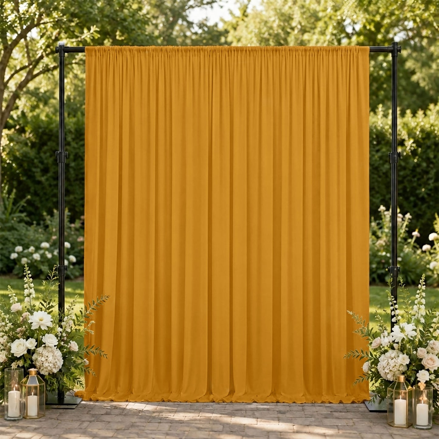 10ft x 10ft Spandex Backdrop Curtain Gold, 4-Way Stretch Wrinkle-Free Photo Booth Backdrop with Rod 