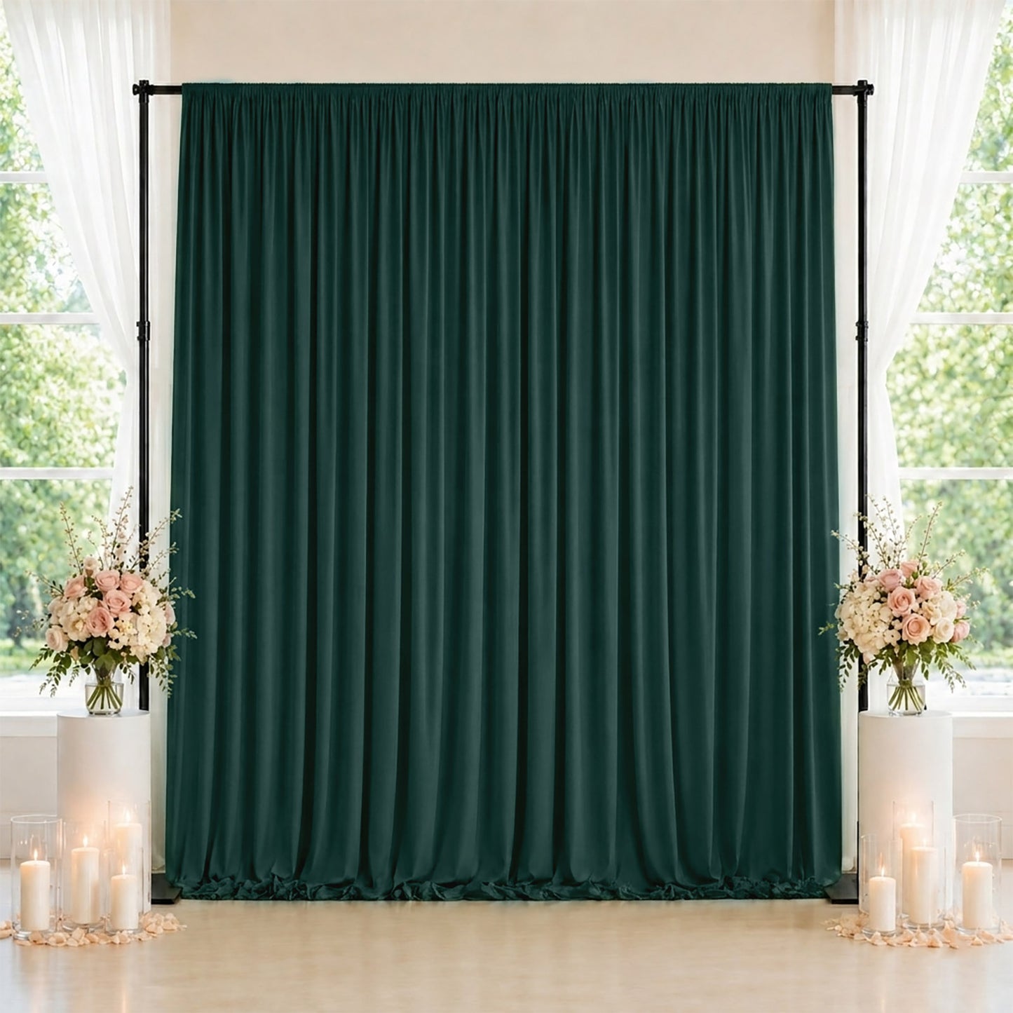 10ft x 10ft Spandex Backdrop Curtain Hunter Emerald Green, 4-Way Stretch Wrinkle-Free Photo Booth Ba