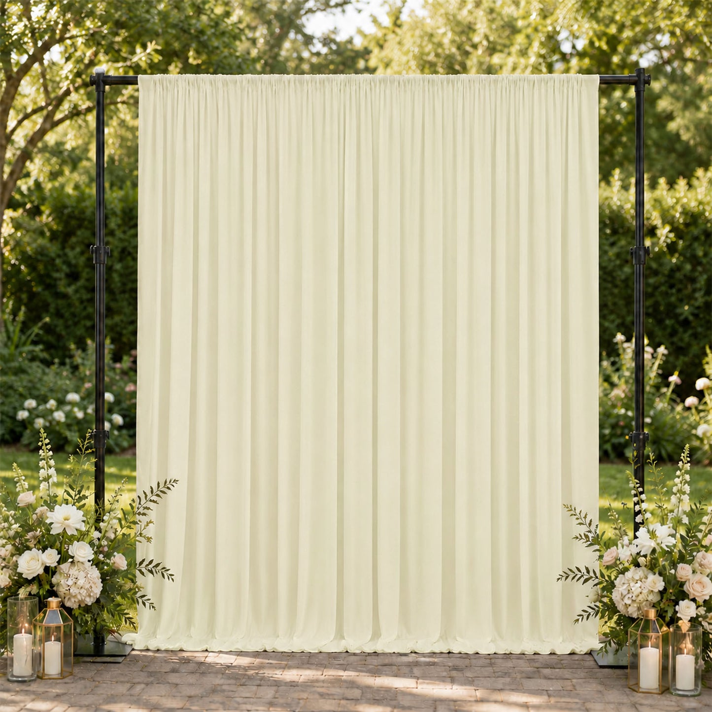 10ft x 10ft Spandex Backdrop Curtain Ivory, 4-Way Stretch Wrinkle-Free Photo Booth Backdrop with Rod
