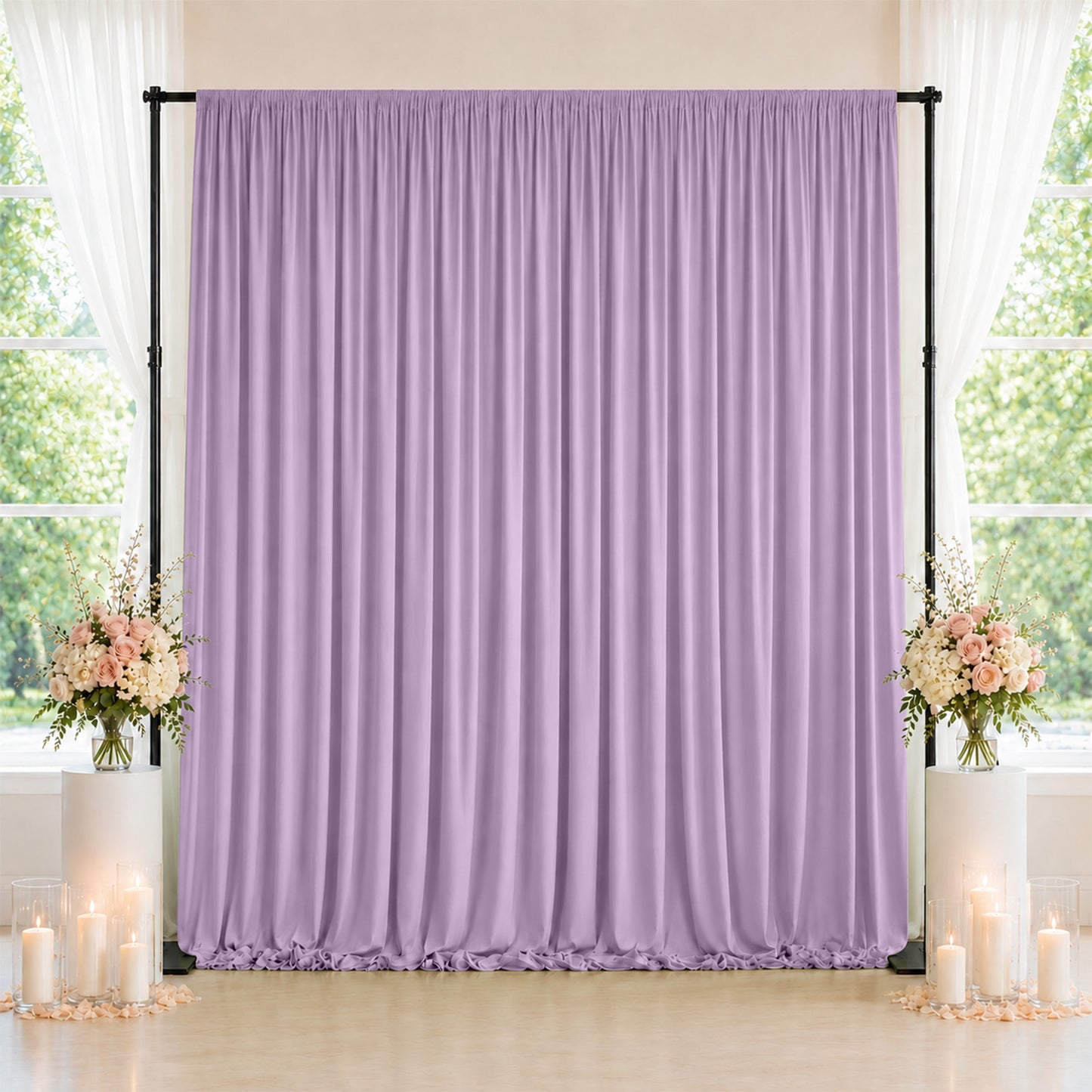 10ft x 10ft Spandex Backdrop Curtain Lavender Lilac, 4-Way Stretch Wrinkle-Free Photo Booth Backdrop