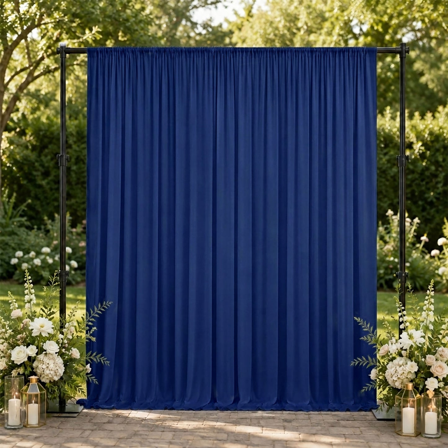 10ft x 10ft Spandex Backdrop Curtain Navy Blue, 4-Way Stretch Wrinkle-Free Photo Booth Backdrop with