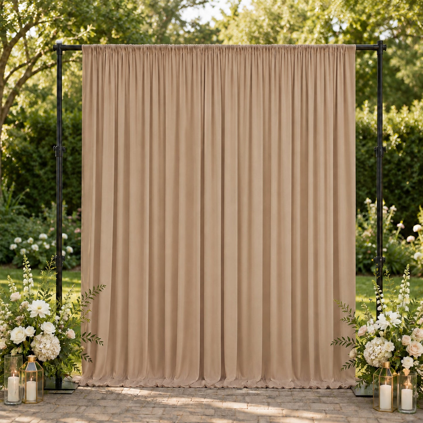 10ft x 10ft Spandex Backdrop Curtain Nude, 4-Way Stretch Wrinkle-Free Photo Booth Backdrop with Rod 