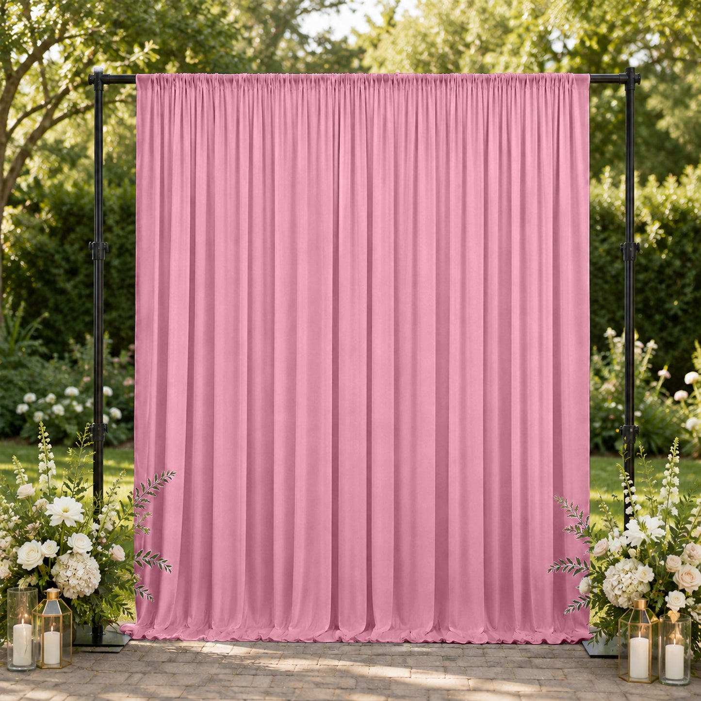 10ft x 10ft Spandex Backdrop Curtain Pink, 4-Way Stretch Wrinkle-Free Photo Booth Backdrop with Rod 