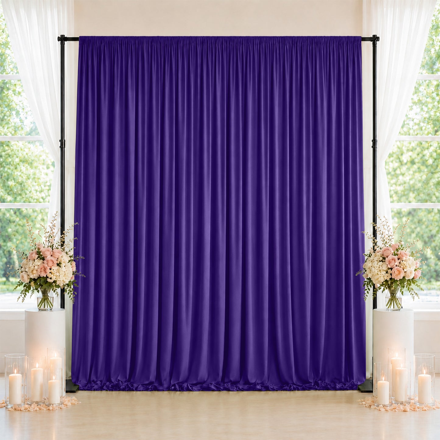 10ft x 10ft Spandex Backdrop Curtain Purple, 4-Way Stretch Wrinkle-Free Photo Booth Backdrop with Ro