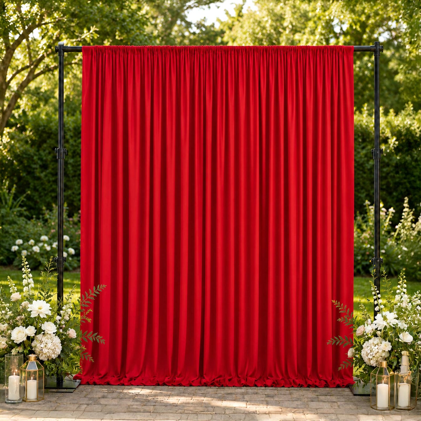 10ft x 10ft Spandex Backdrop Curtain Red, 4-Way Stretch Wrinkle-Free Photo Booth Backdrop with Rod P