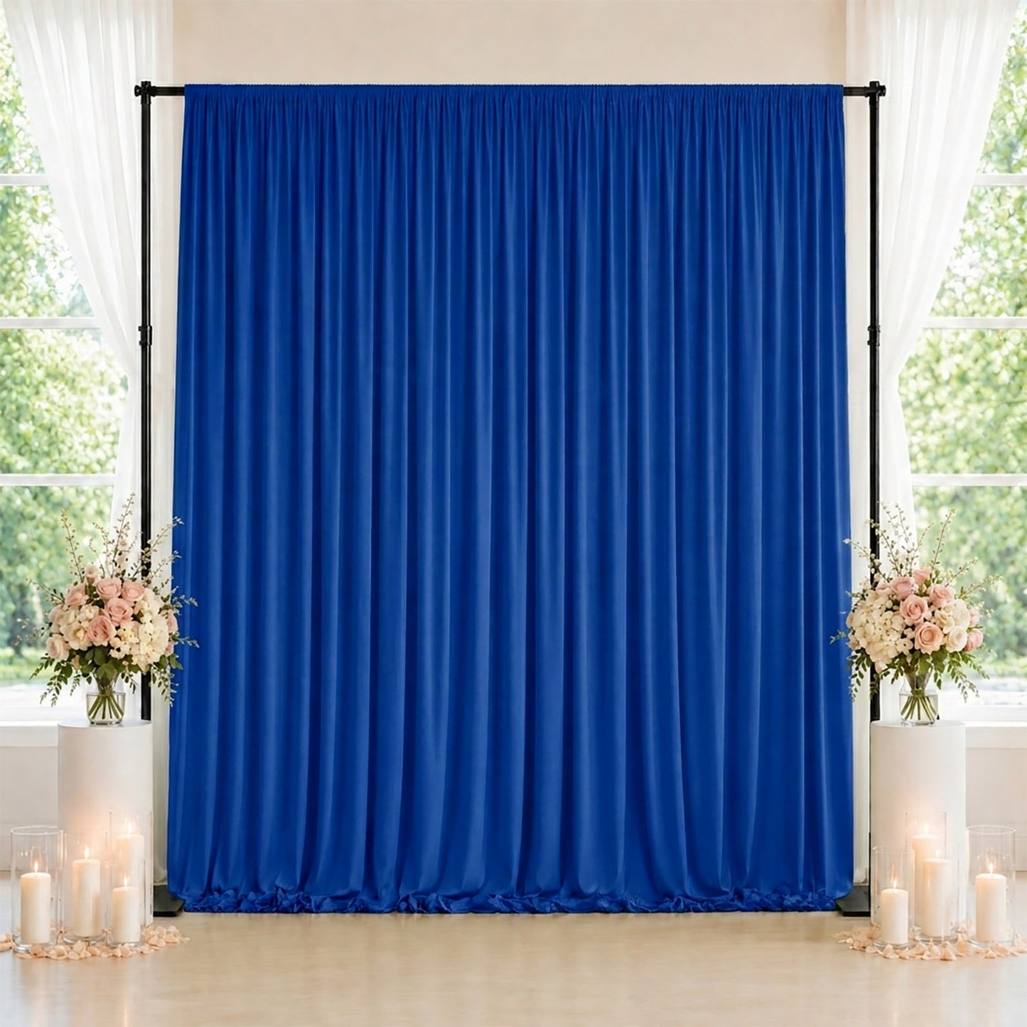 10ft x 10ft Spandex Backdrop Curtain Royal Blue, 4-Way Stretch Wrinkle-Free Photo Booth Backdrop wit