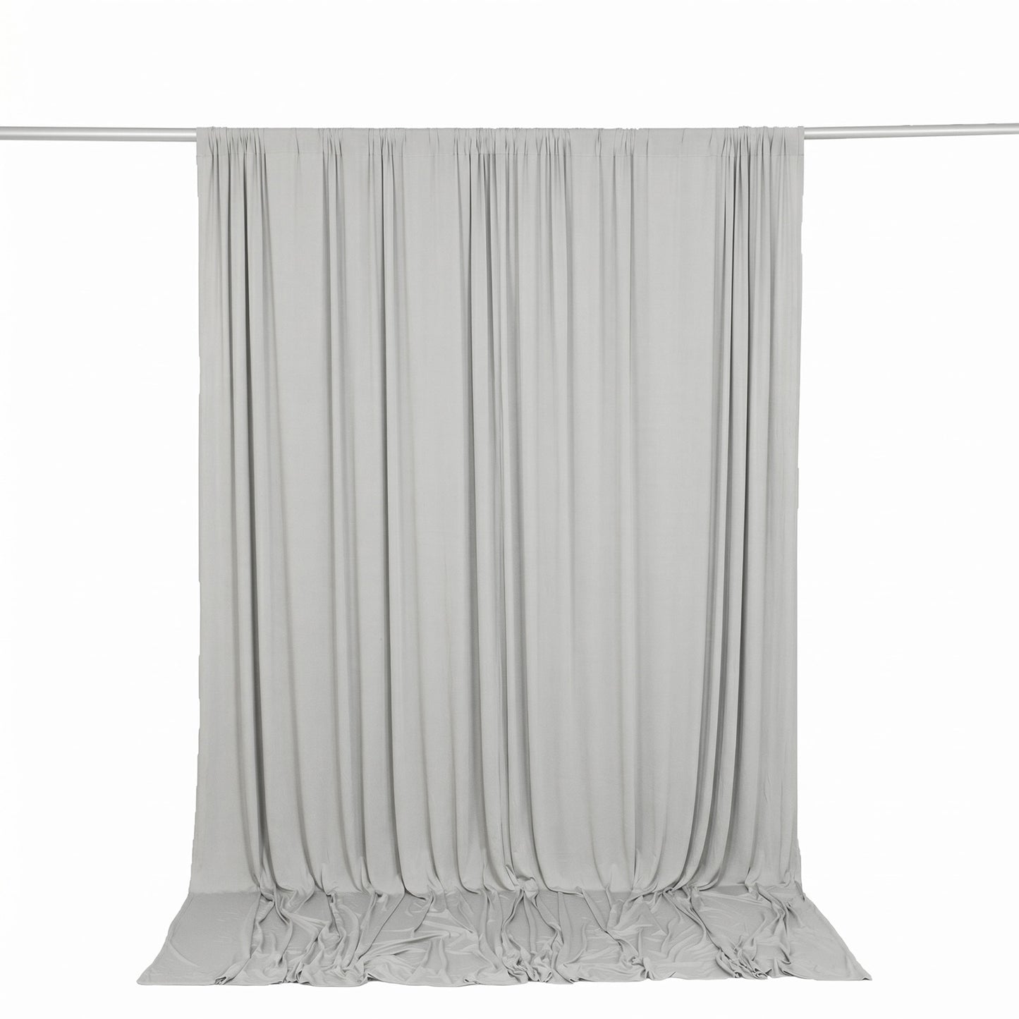 10ft x 10ft Spandex Backdrop Curtain Silver, 4-Way Stretch Wrinkle-Free Photo Booth Backdrop with Ro
