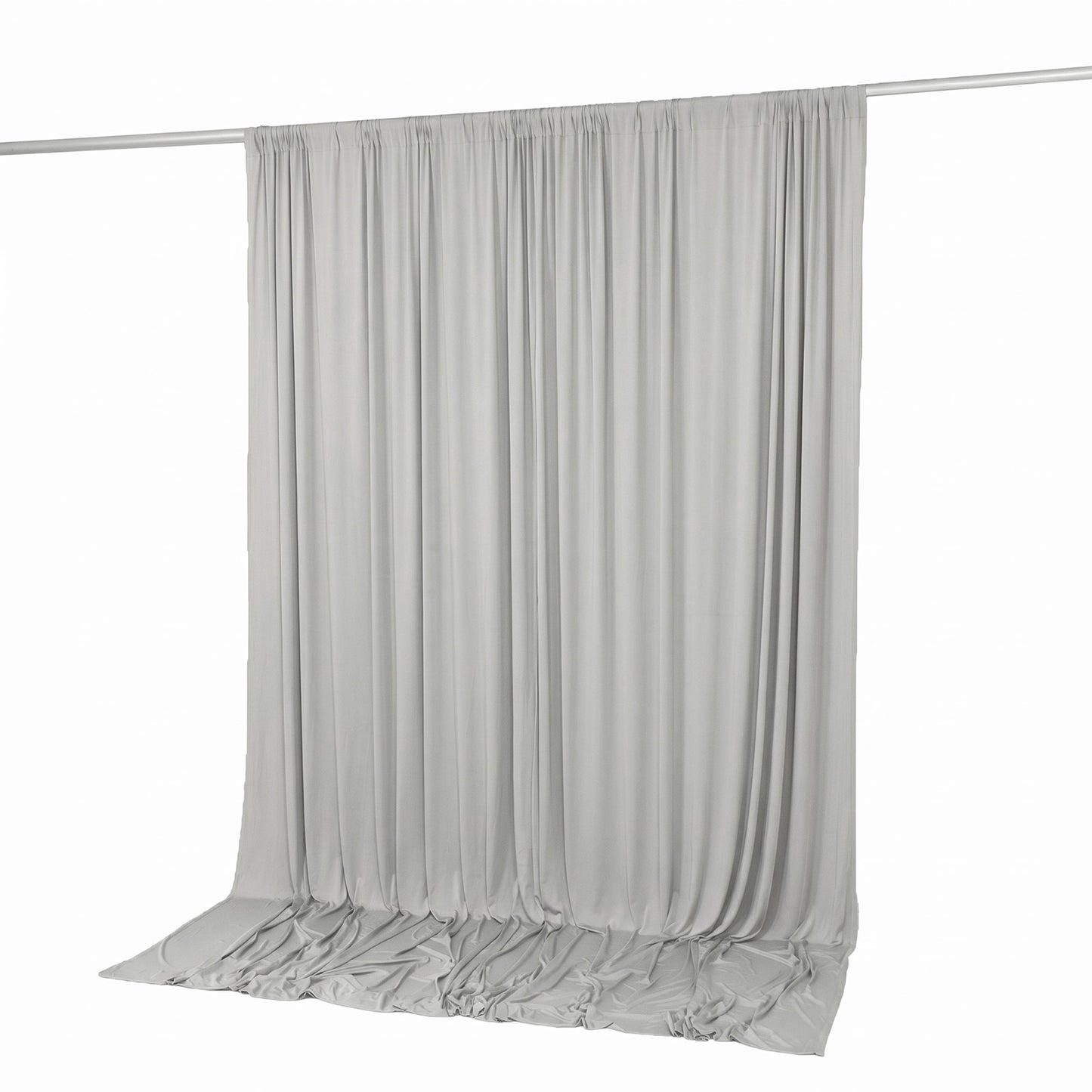 10ft x 10ft Spandex Backdrop Curtain Silver, 4-Way Stretch Wrinkle-Free Photo Booth Backdrop with Ro