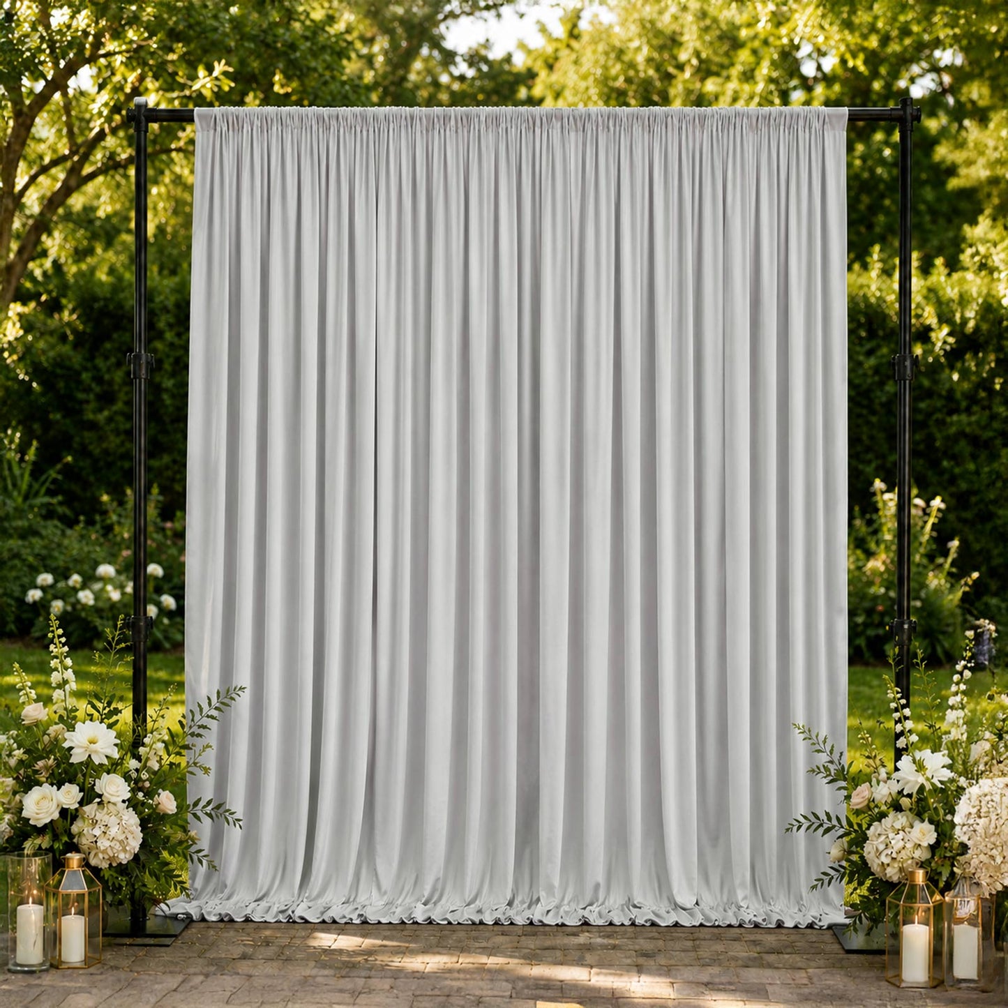 10ft x 10ft Spandex Backdrop Curtain Silver, 4-Way Stretch Wrinkle-Free Photo Booth Backdrop with Ro
