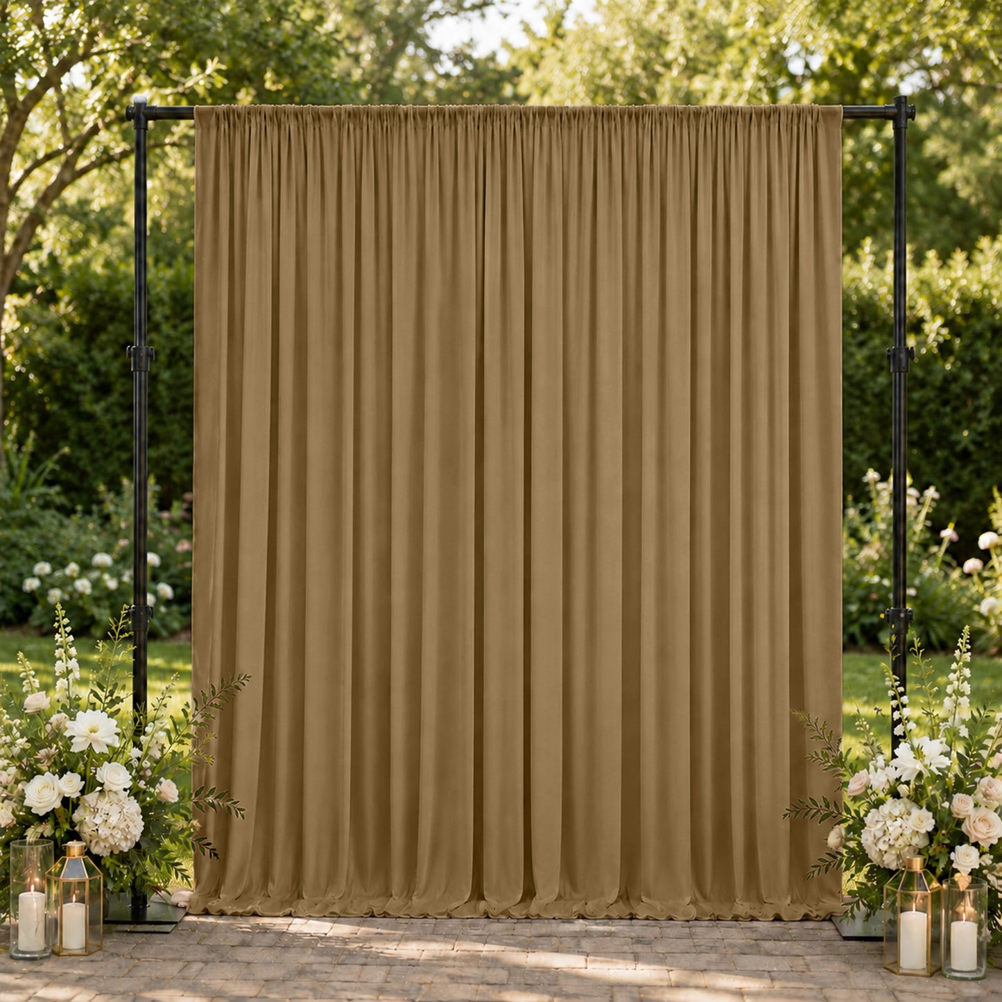10ft x 10ft Spandex Backdrop Curtain Taupe, 4-Way Stretch Wrinkle-Free Photo Booth Backdrop with Rod