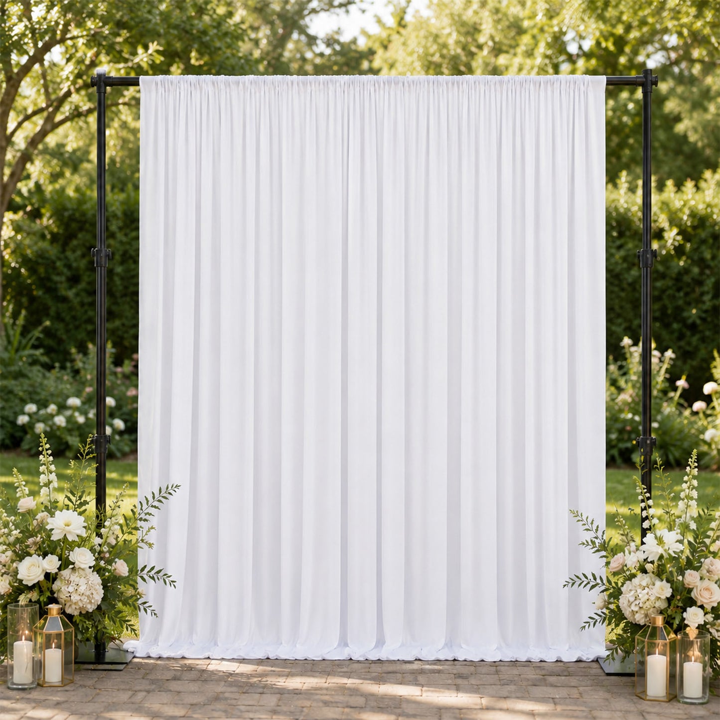 10ft x 10ft Spandex Backdrop Curtain White, 4-Way Stretch Wrinkle-Free Photo Booth Backdrop with Rod