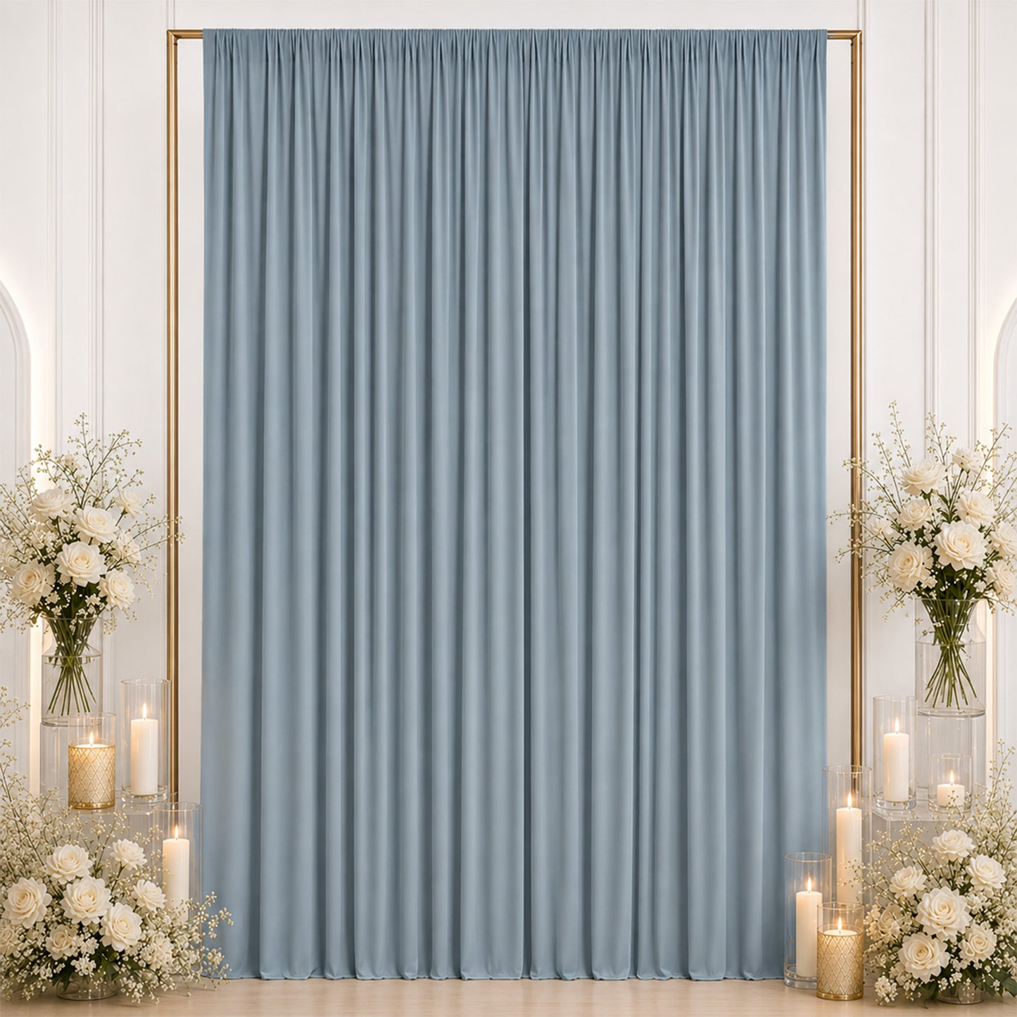 10ft x 12ft Spandex Backdrop Curtain Dusty Blue, 4-Way Stretch Wrinkle-Free Photo Booth Backdrop wit