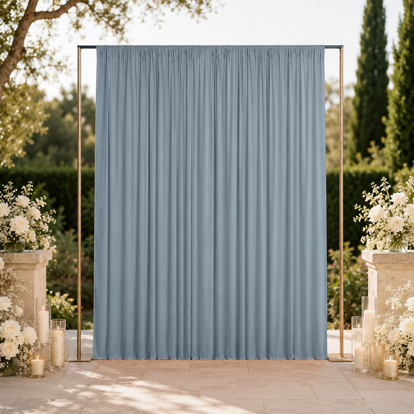 10ft x 12ft Spandex Backdrop Curtain Dusty Blue, 4-Way Stretch Wrinkle-Free Photo Booth Backdrop wit