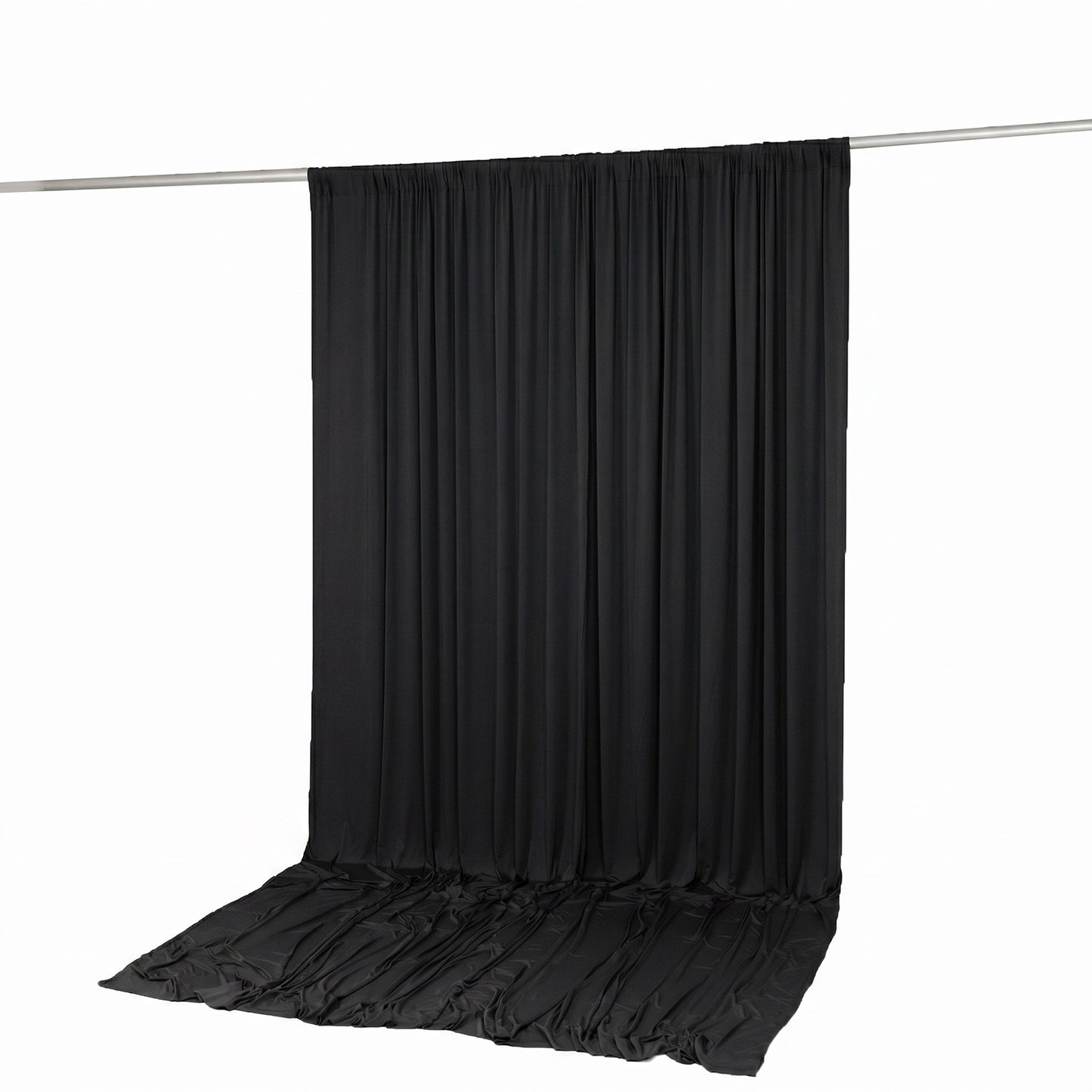 10ft x 12ft Spandex Backdrop Curtain Black, 4-Way Stretch Wrinkle-Free Photo Booth Backdrop with Rod