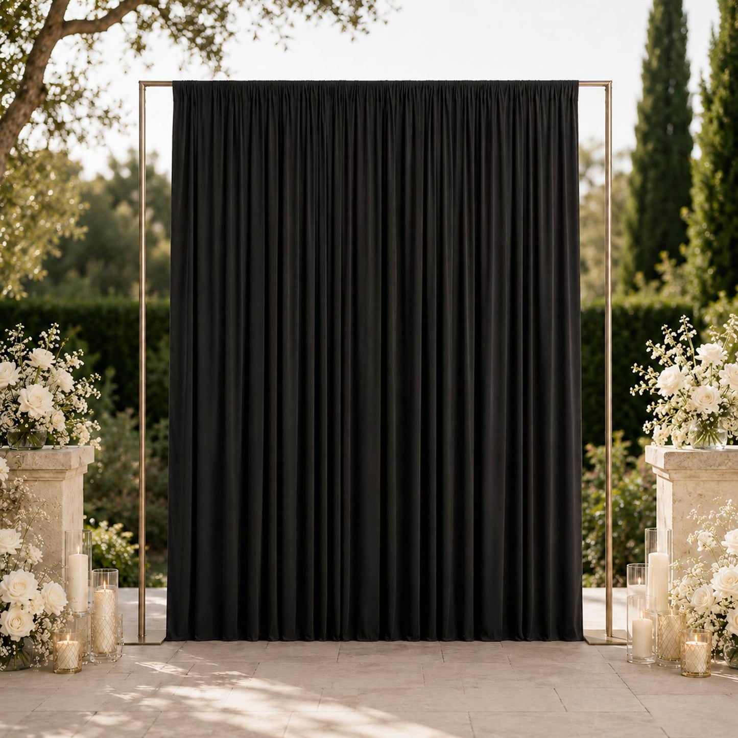 10ft x 12ft Spandex Backdrop Curtain Black, 4-Way Stretch Wrinkle-Free Photo Booth Backdrop with Rod