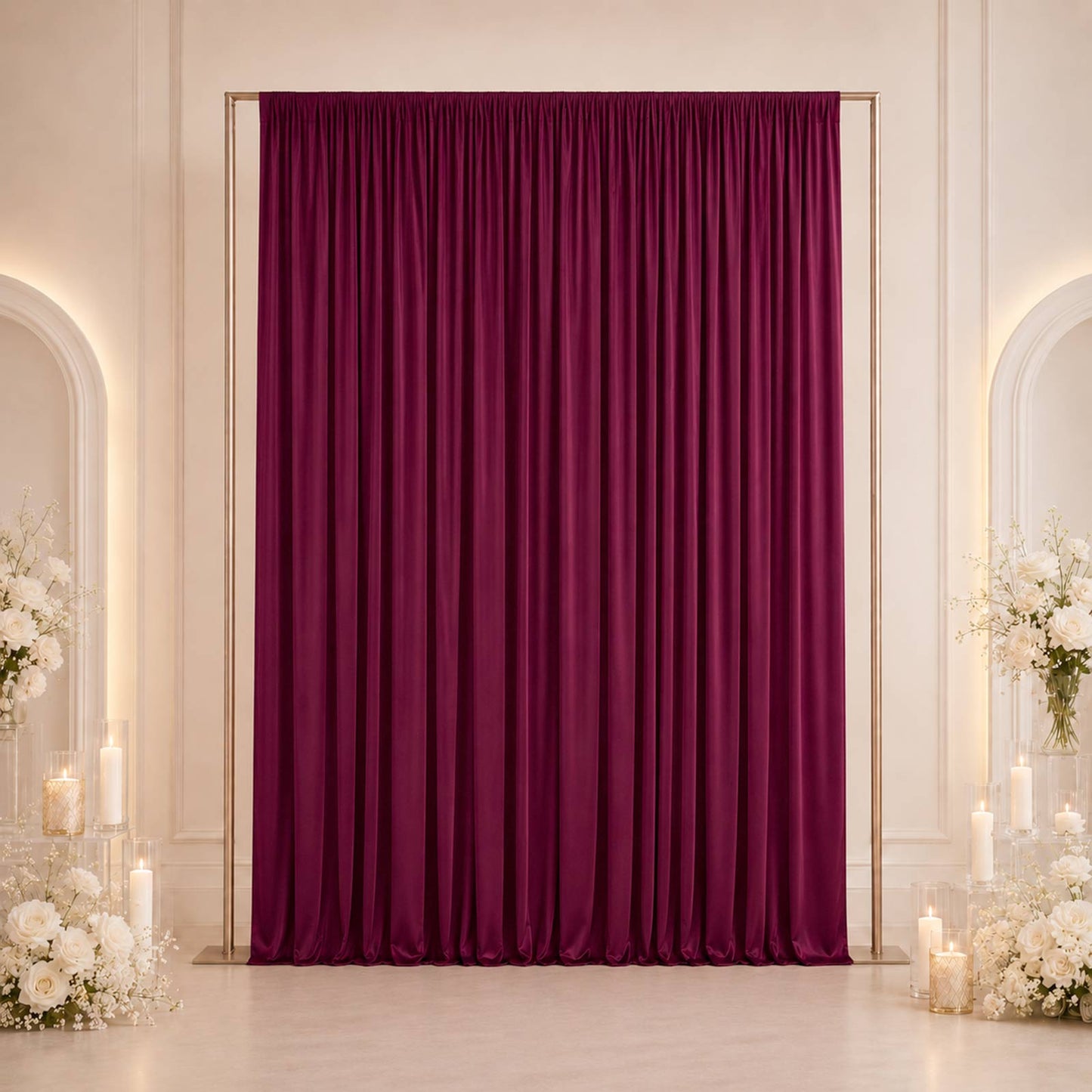 10ft x 12ft Spandex Backdrop Curtain Burgundy, 4-Way Stretch Wrinkle-Free Photo Booth Backdrop with 