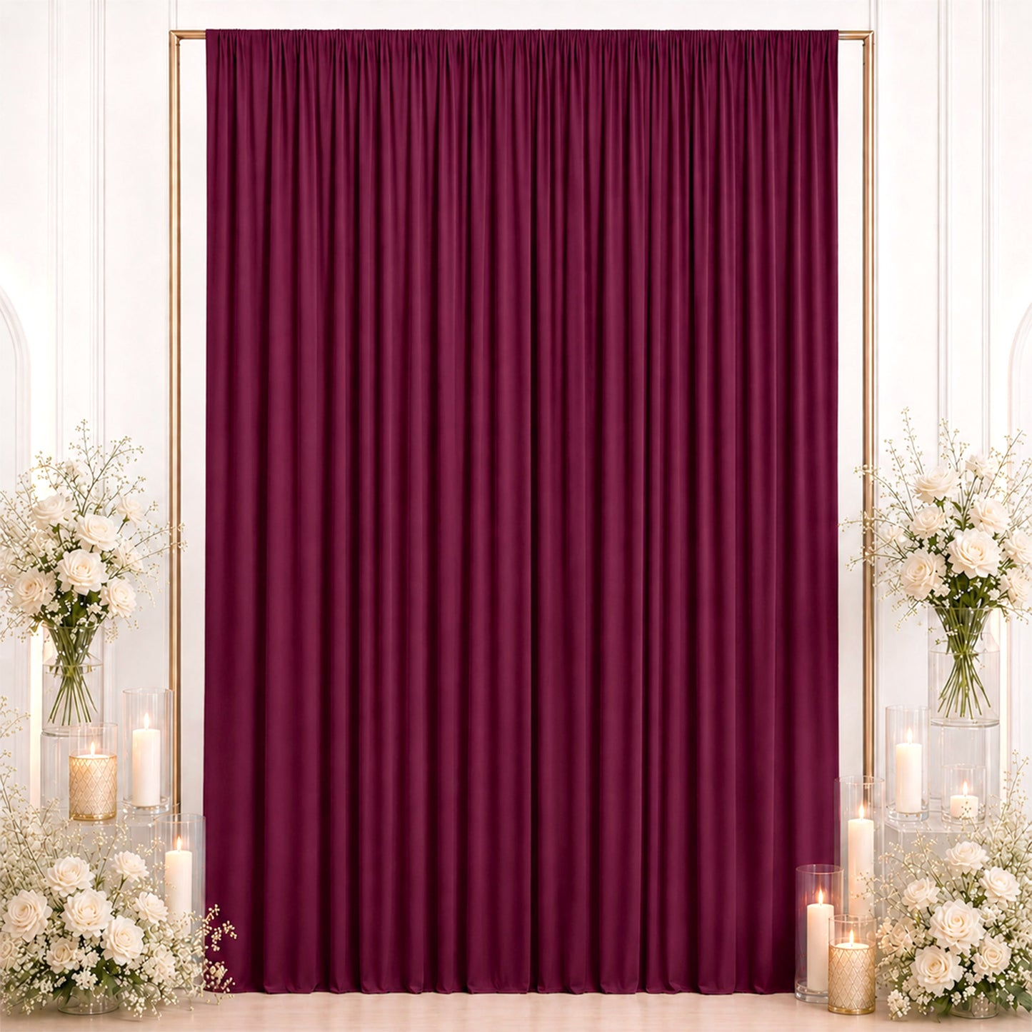10ft x 12ft Spandex Backdrop Curtain Burgundy, 4-Way Stretch Wrinkle-Free Photo Booth Backdrop with 