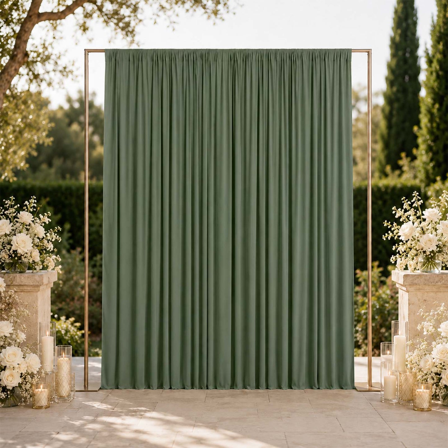 10ft x 12ft Spandex Backdrop Curtain Dusty Sage Green, 4-Way Stretch Wrinkle-Free Photo Booth Backdr