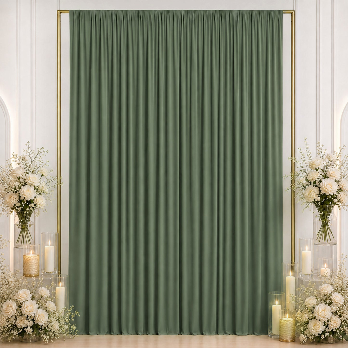 10ft x 12ft Spandex Backdrop Curtain Dusty Sage Green, 4-Way Stretch Wrinkle-Free Photo Booth Backdr