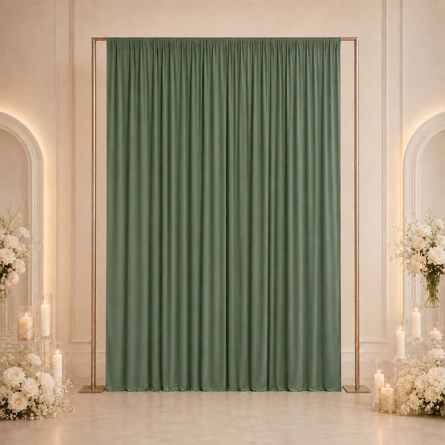 10ft x 12ft Spandex Backdrop Curtain Dusty Sage Green, 4-Way Stretch Wrinkle-Free Photo Booth Backdr