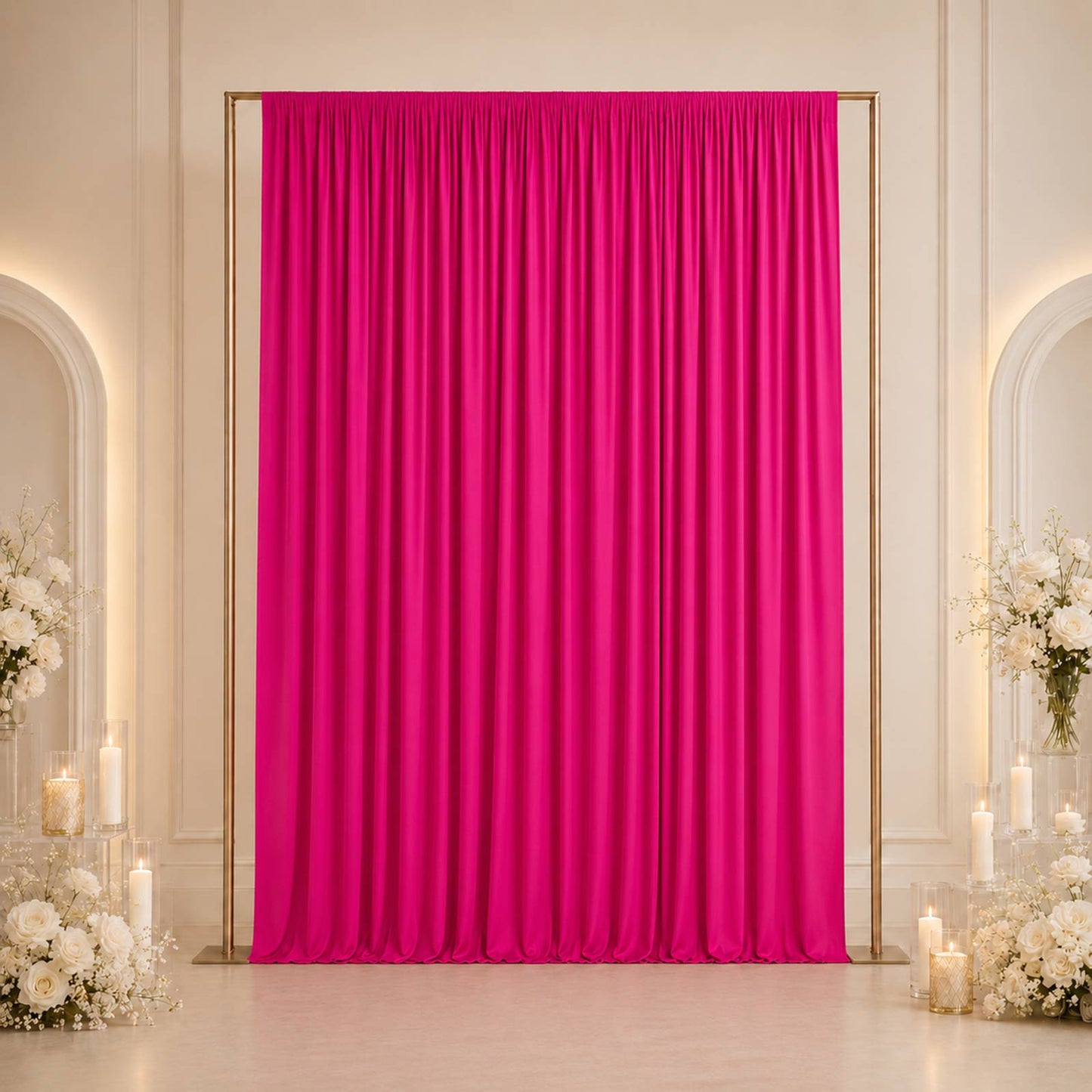 10ft x 12ft Spandex Backdrop Curtain Fuchsia, 4-Way Stretch Wrinkle-Free Photo Booth Backdrop with R