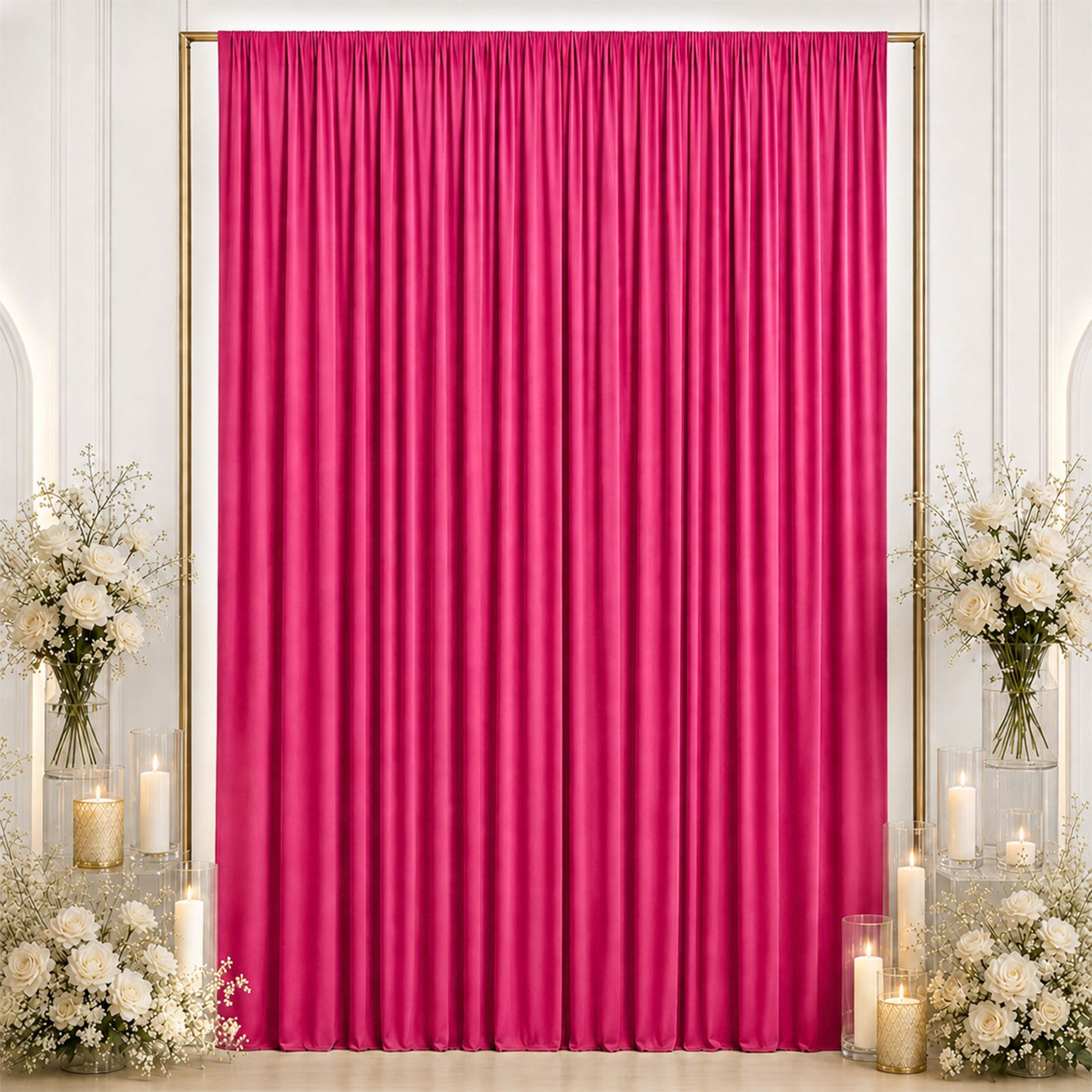10ft x 12ft Spandex Backdrop Curtain Fuchsia, 4-Way Stretch Wrinkle-Free Photo Booth Backdrop with R