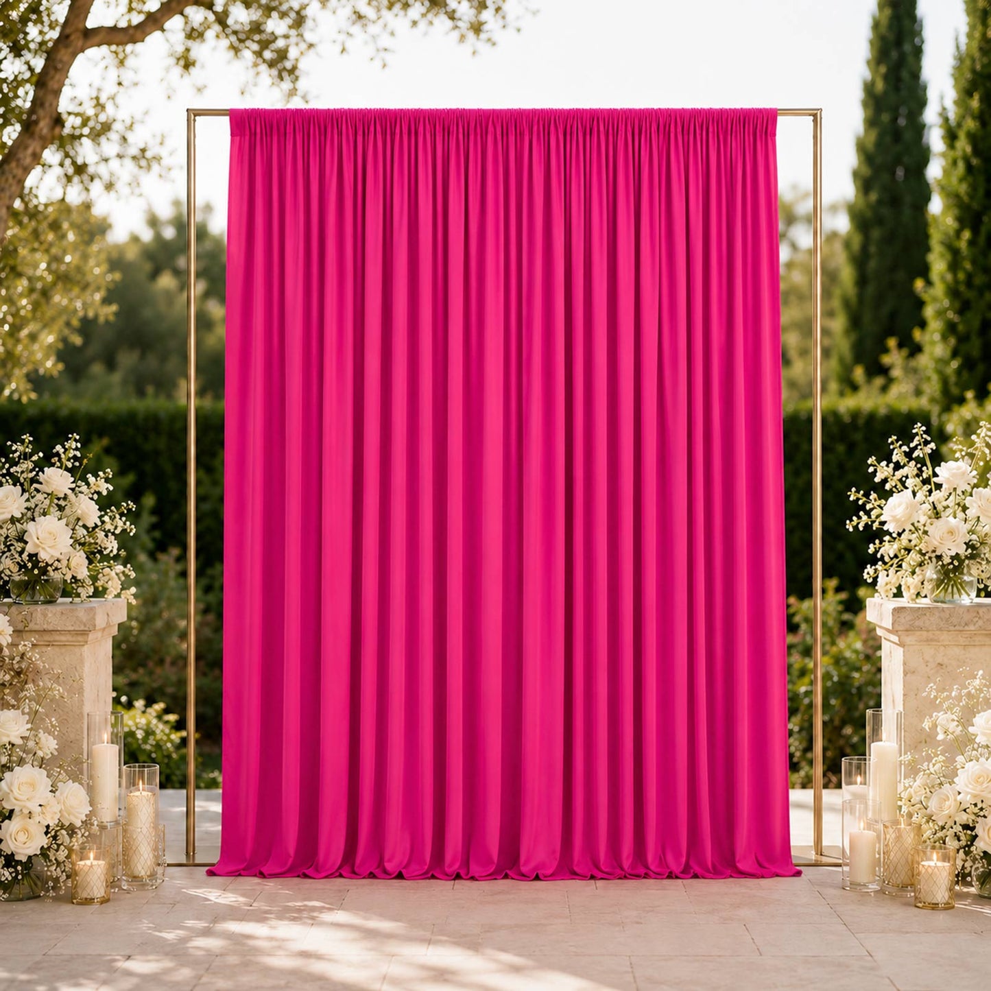 10ft x 12ft Spandex Backdrop Curtain Fuchsia, 4-Way Stretch Wrinkle-Free Photo Booth Backdrop with R