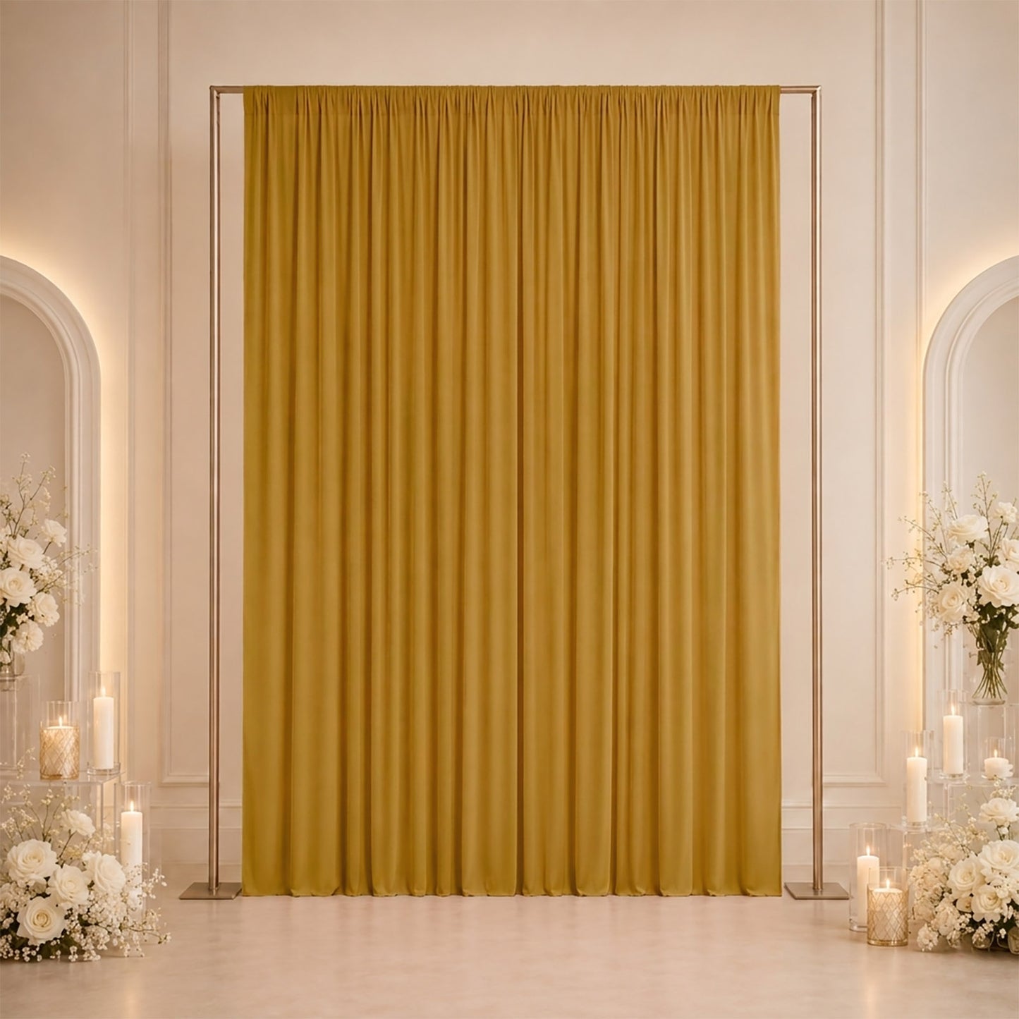 10ft x 12ft Spandex Backdrop Curtain Gold, 4-Way Stretch Wrinkle-Free Photo Booth Backdrop with Rod 