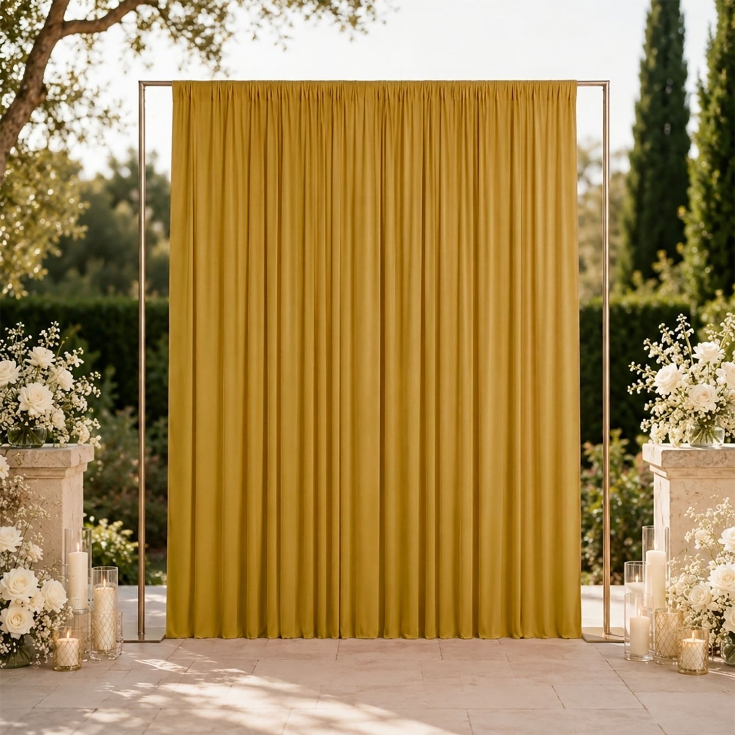 10ft x 12ft Spandex Backdrop Curtain Gold, 4-Way Stretch Wrinkle-Free Photo Booth Backdrop with Rod 