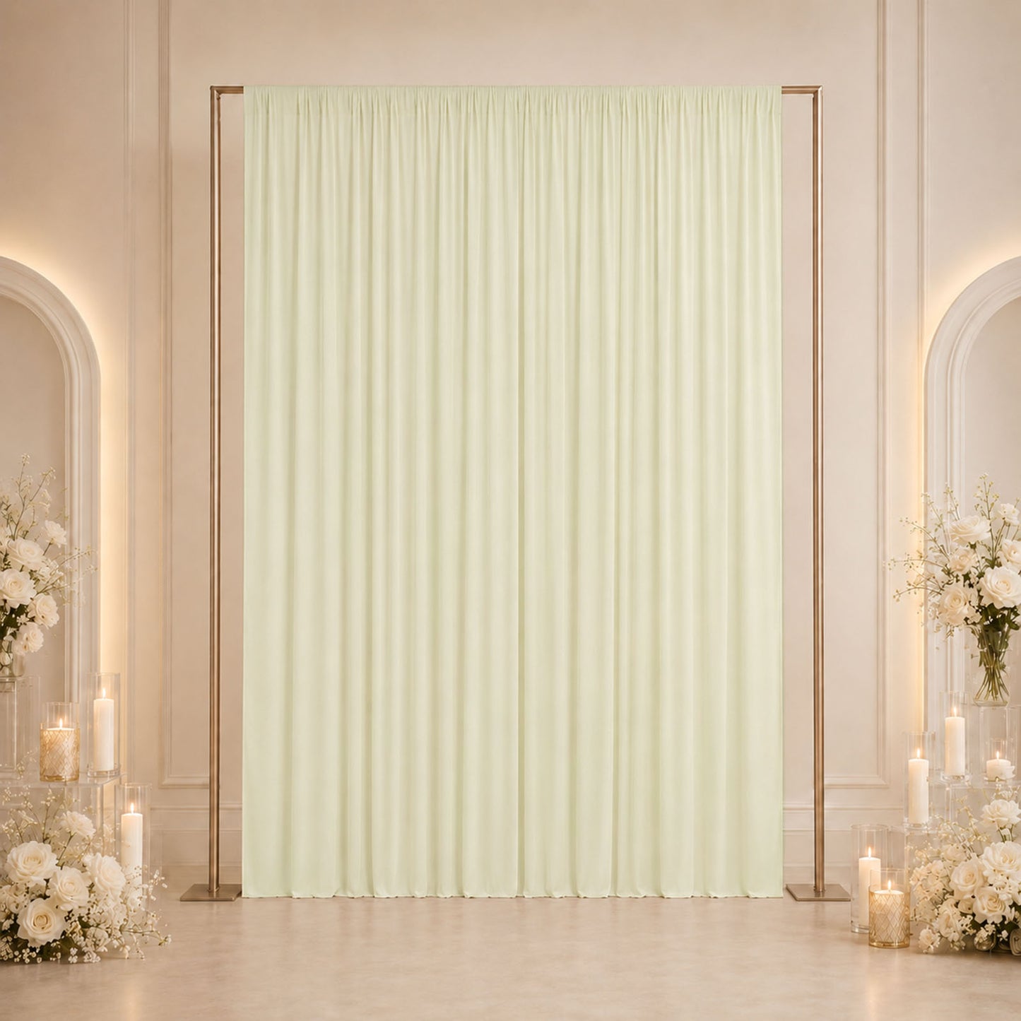 10ft x 12ft Spandex Backdrop Curtain Ivory, 4-Way Stretch Wrinkle-Free Photo Booth Backdrop with Rod