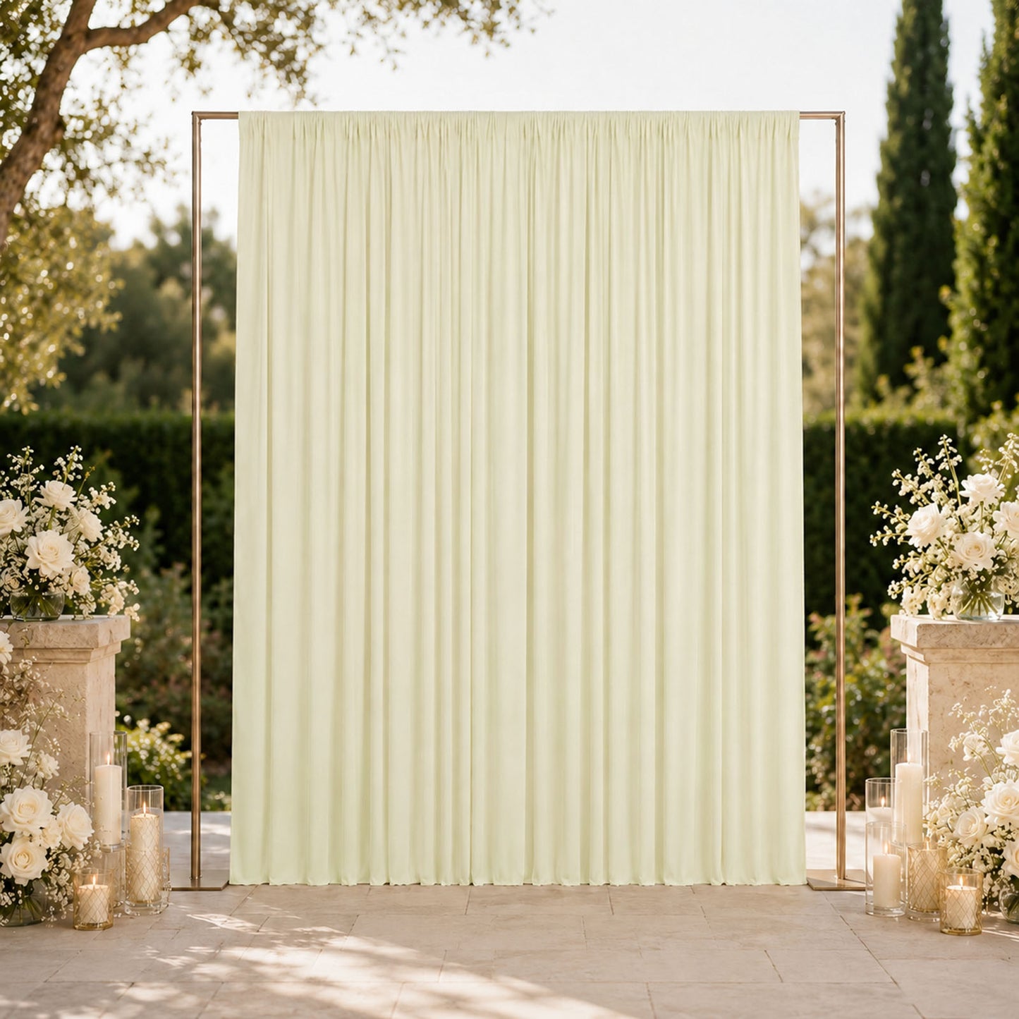 10ft x 12ft Spandex Backdrop Curtain Ivory, 4-Way Stretch Wrinkle-Free Photo Booth Backdrop with Rod