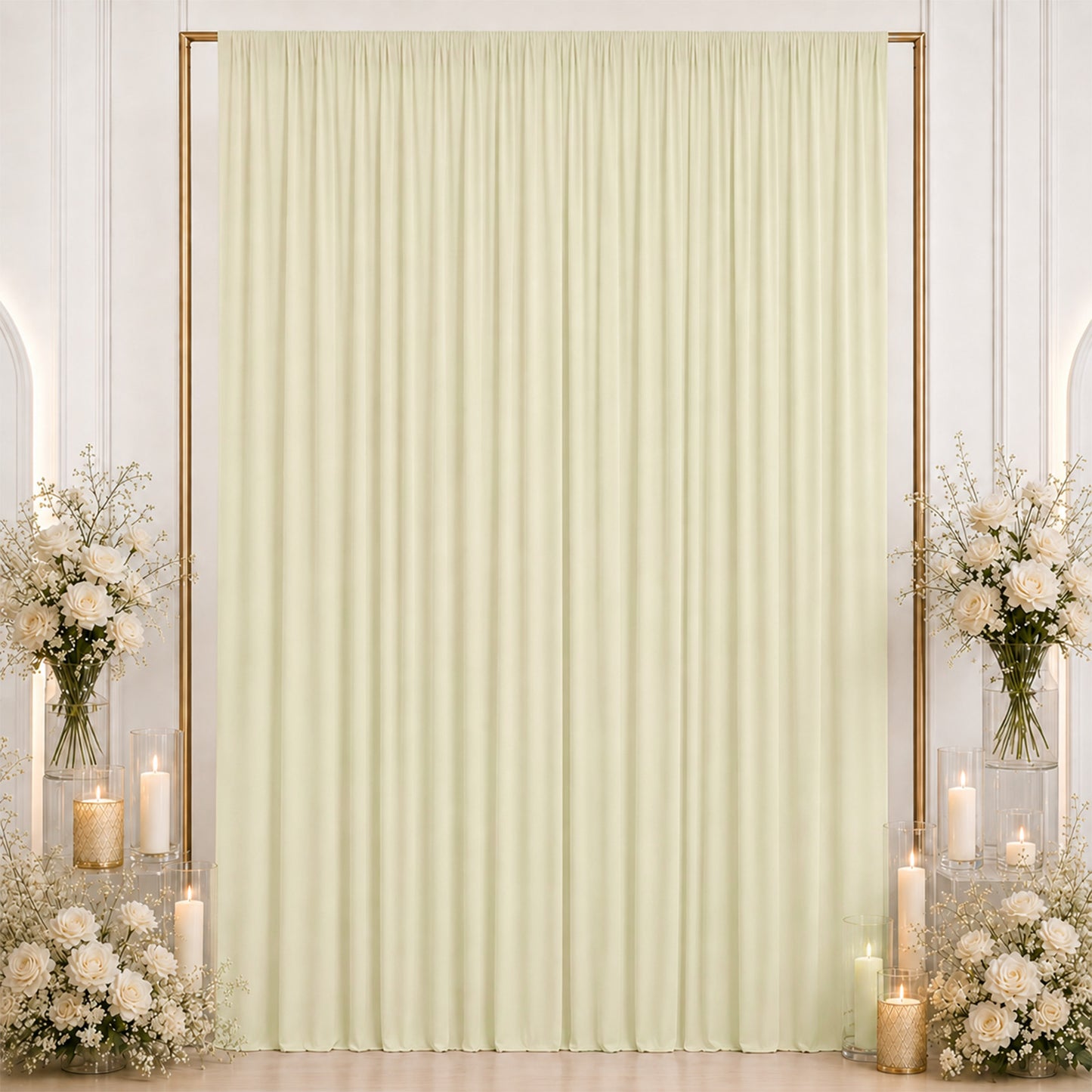 10ft x 12ft Spandex Backdrop Curtain Ivory, 4-Way Stretch Wrinkle-Free Photo Booth Backdrop with Rod