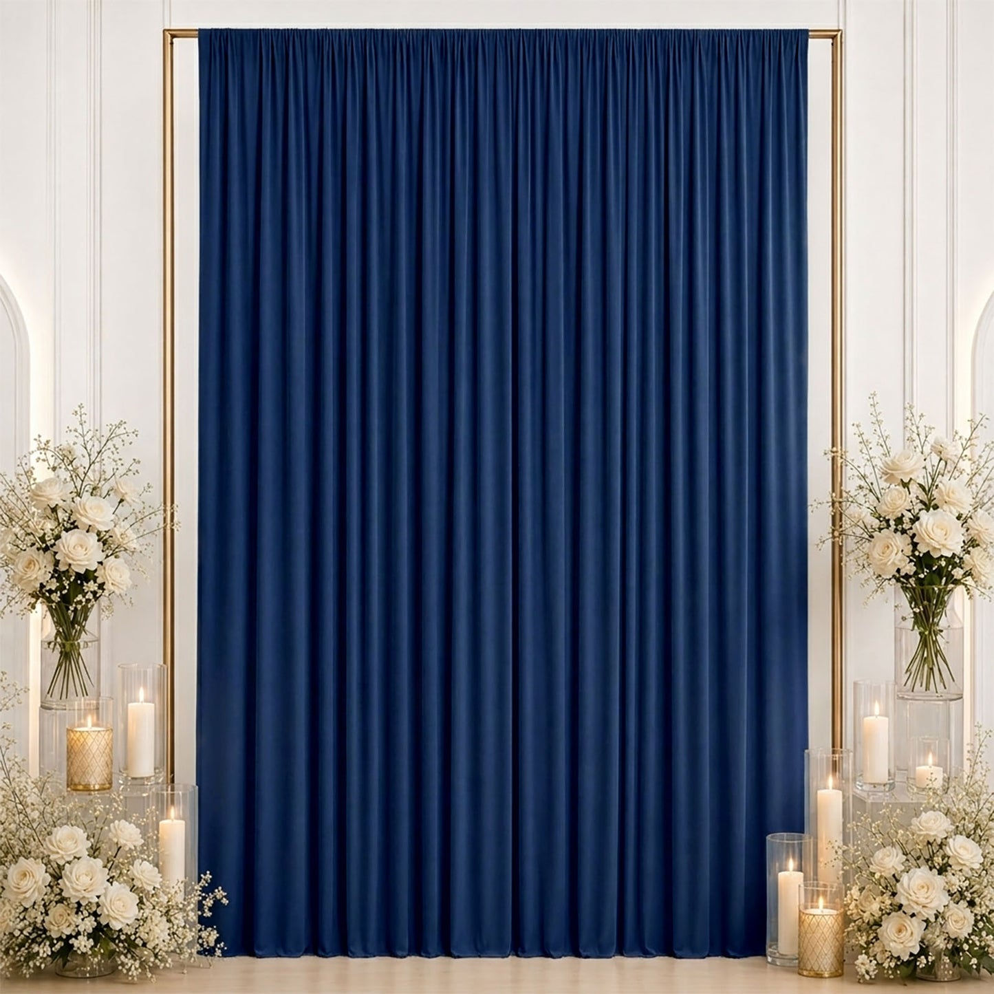10ft x 12ft Spandex Backdrop Curtain Navy Blue, 4-Way Stretch Wrinkle-Free Photo Booth Backdrop with