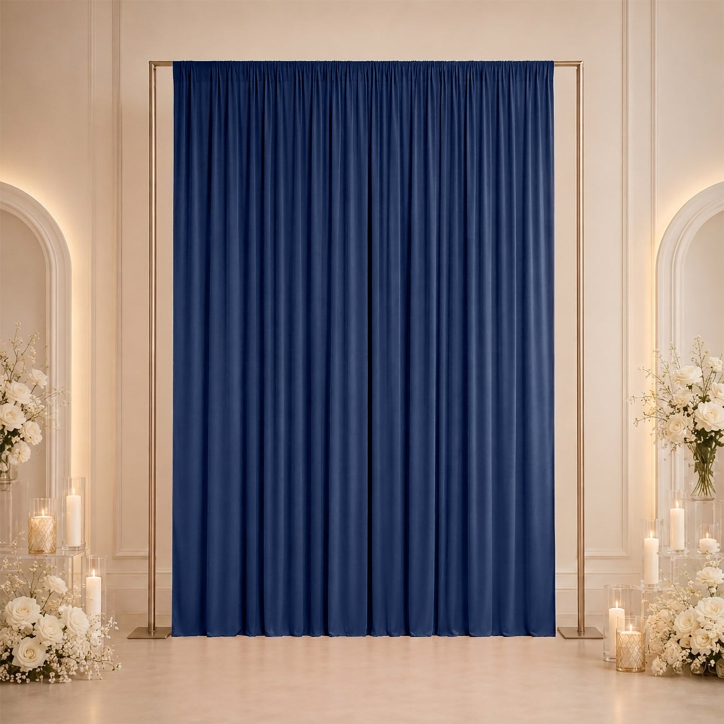 10ft x 12ft Spandex Backdrop Curtain Navy Blue, 4-Way Stretch Wrinkle-Free Photo Booth Backdrop with