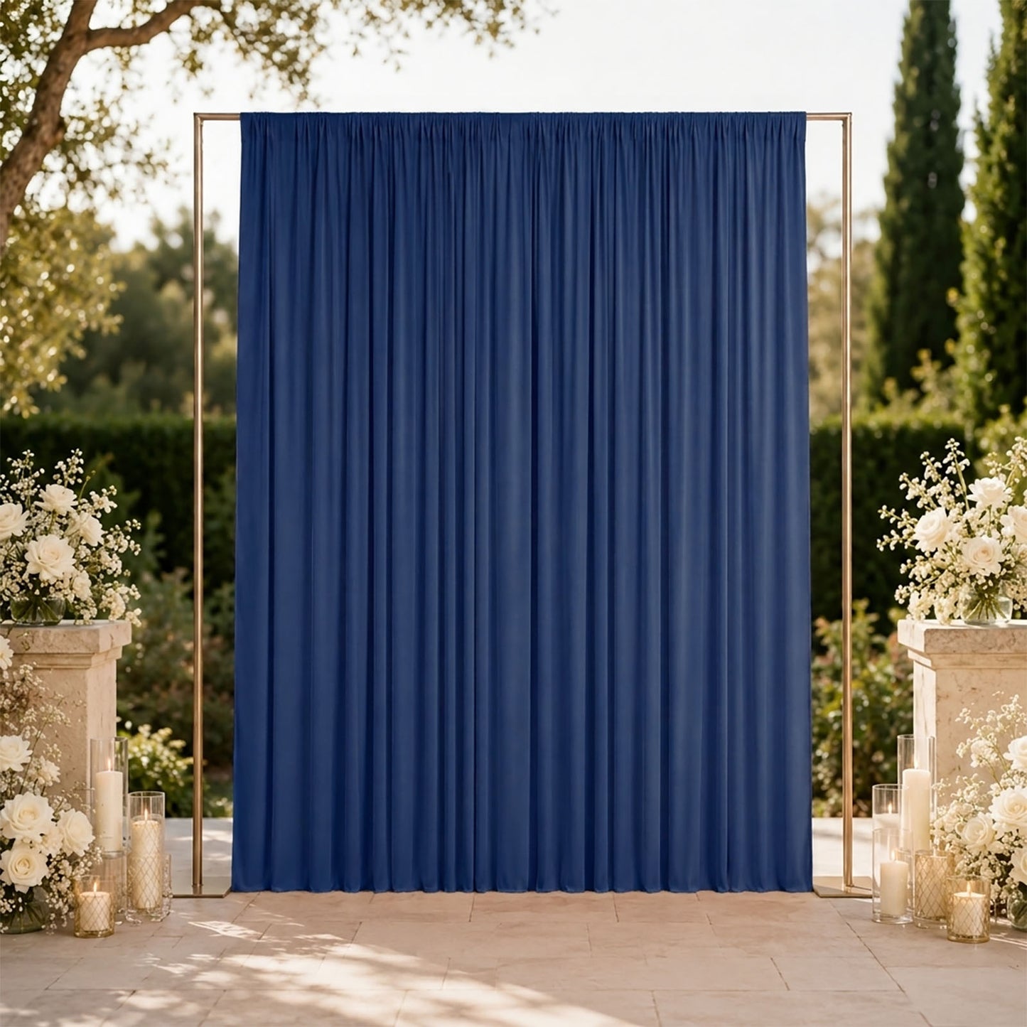 10ft x 12ft Spandex Backdrop Curtain Navy Blue, 4-Way Stretch Wrinkle-Free Photo Booth Backdrop with