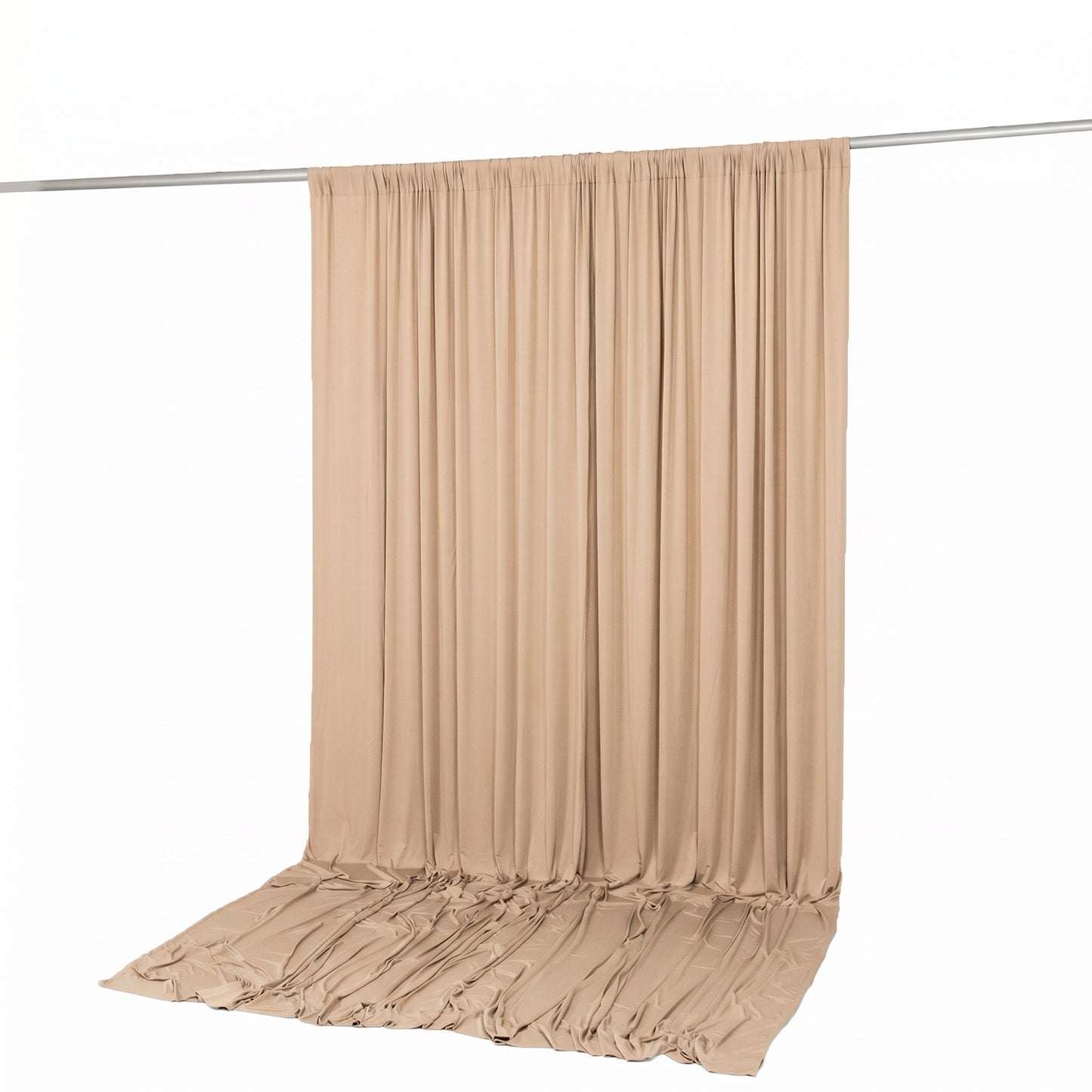 10ft x 12ft Spandex Backdrop Curtain Nude, 4-Way Stretch Wrinkle-Free Photo Booth Backdrop with Rod 