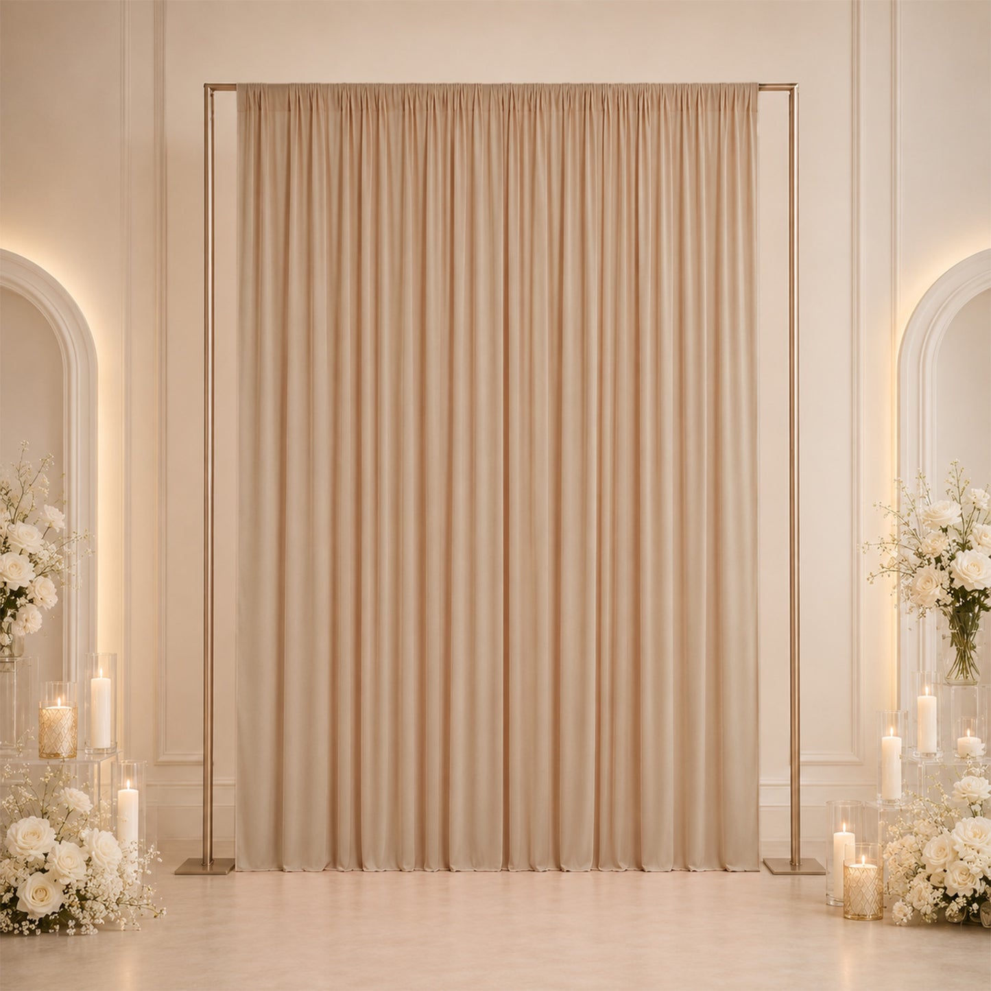10ft x 12ft Spandex Backdrop Curtain Nude, 4-Way Stretch Wrinkle-Free Photo Booth Backdrop with Rod 