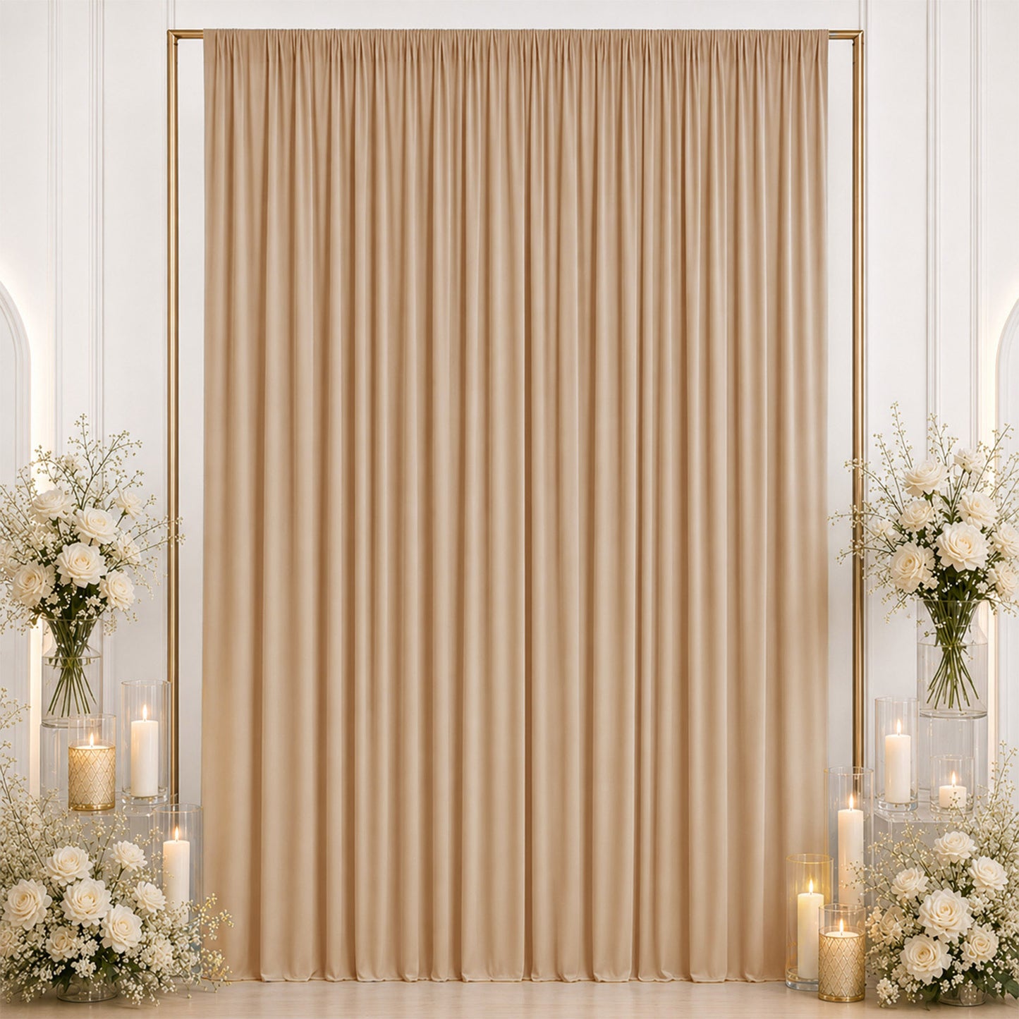 10ft x 12ft Spandex Backdrop Curtain Nude, 4-Way Stretch Wrinkle-Free Photo Booth Backdrop with Rod 