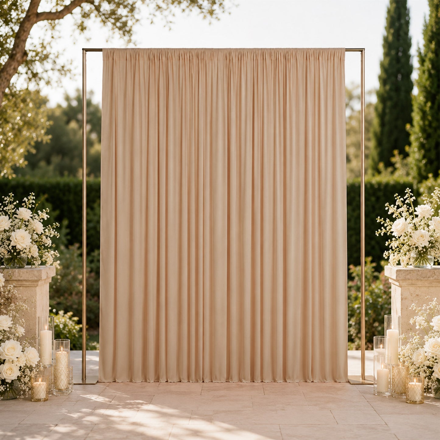 10ft x 12ft Spandex Backdrop Curtain Nude, 4-Way Stretch Wrinkle-Free Photo Booth Backdrop with Rod 
