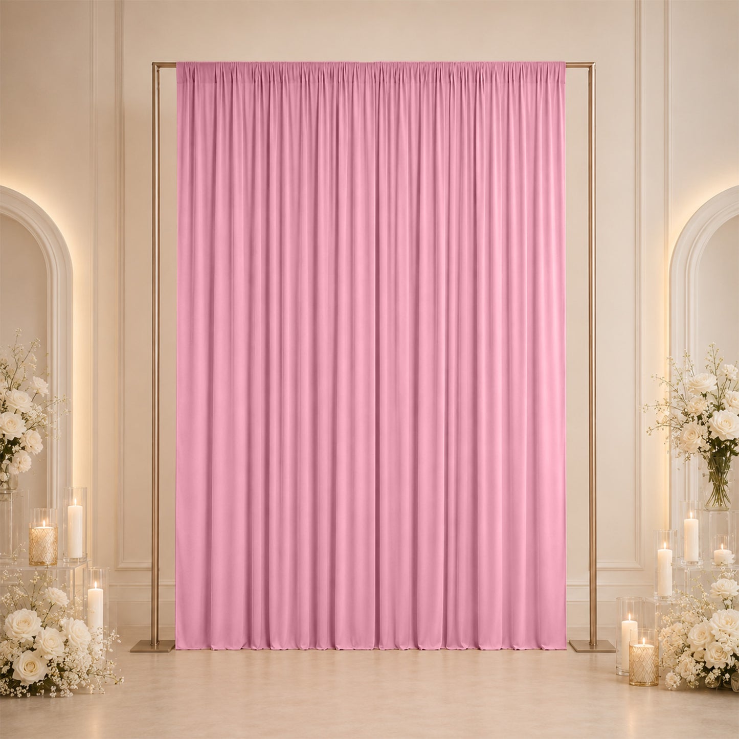 10ft x 12ft Spandex Backdrop Curtain Pink, 4-Way Stretch Wrinkle-Free Photo Booth Backdrop with Rod 