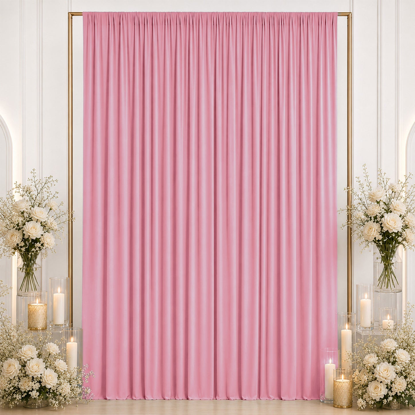 10ft x 12ft Spandex Backdrop Curtain Pink, 4-Way Stretch Wrinkle-Free Photo Booth Backdrop with Rod 
